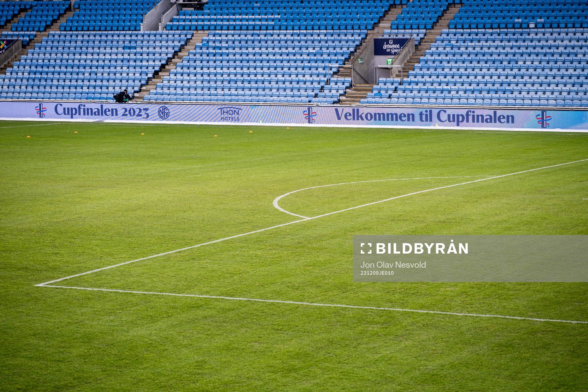 General interior view of the pitch ahead of the cup final match between Bodø/Glimt and Molde on December 9, 2023 in Oslo. 