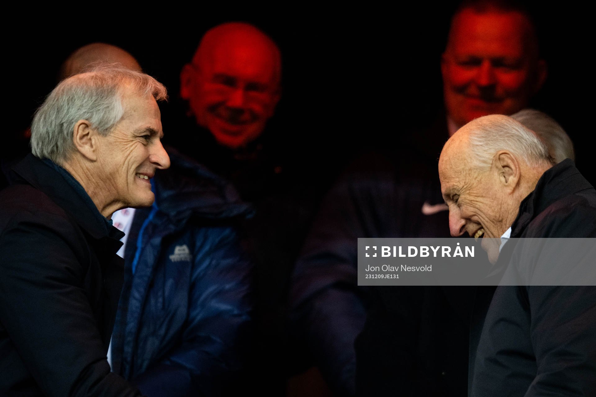 Jonas Gahr Støre, prime minister of Norway, and King Harald V of Norway, ahead of the cup final match between Bodø/Glimt and Molde on December 9, 2023 in Oslo.