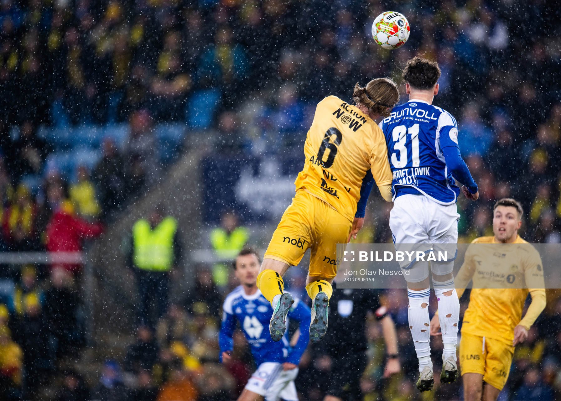 Isak Amundsen of Bodø/Glimt and Mathias Fjørtoft Løvik of Molde during the cup final match between Bodø/Glimt and Molde on December 9, 2023 in Oslo.