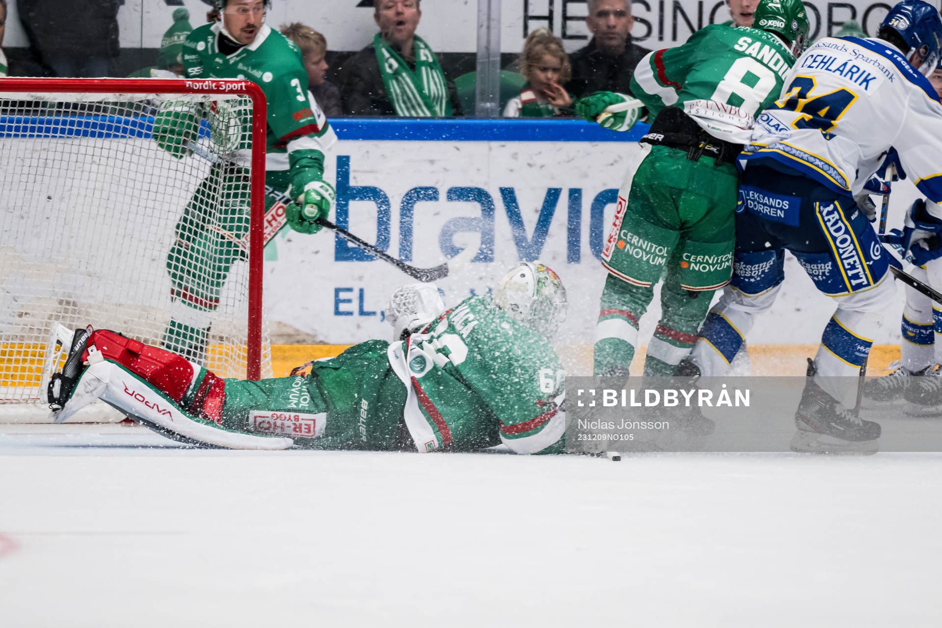 Rögles målvakt Petr Kvaca och Leksands Peter Cehlarik