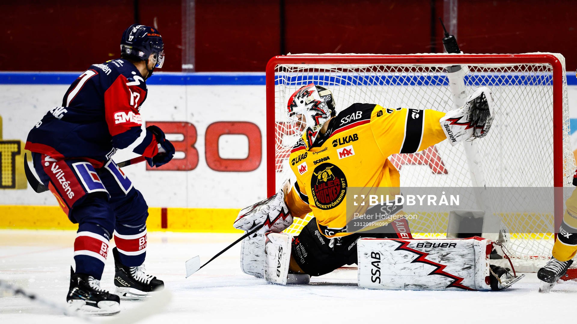 Mål 3-2 av Linköpings Sebastian Strandberg förbi Luleås