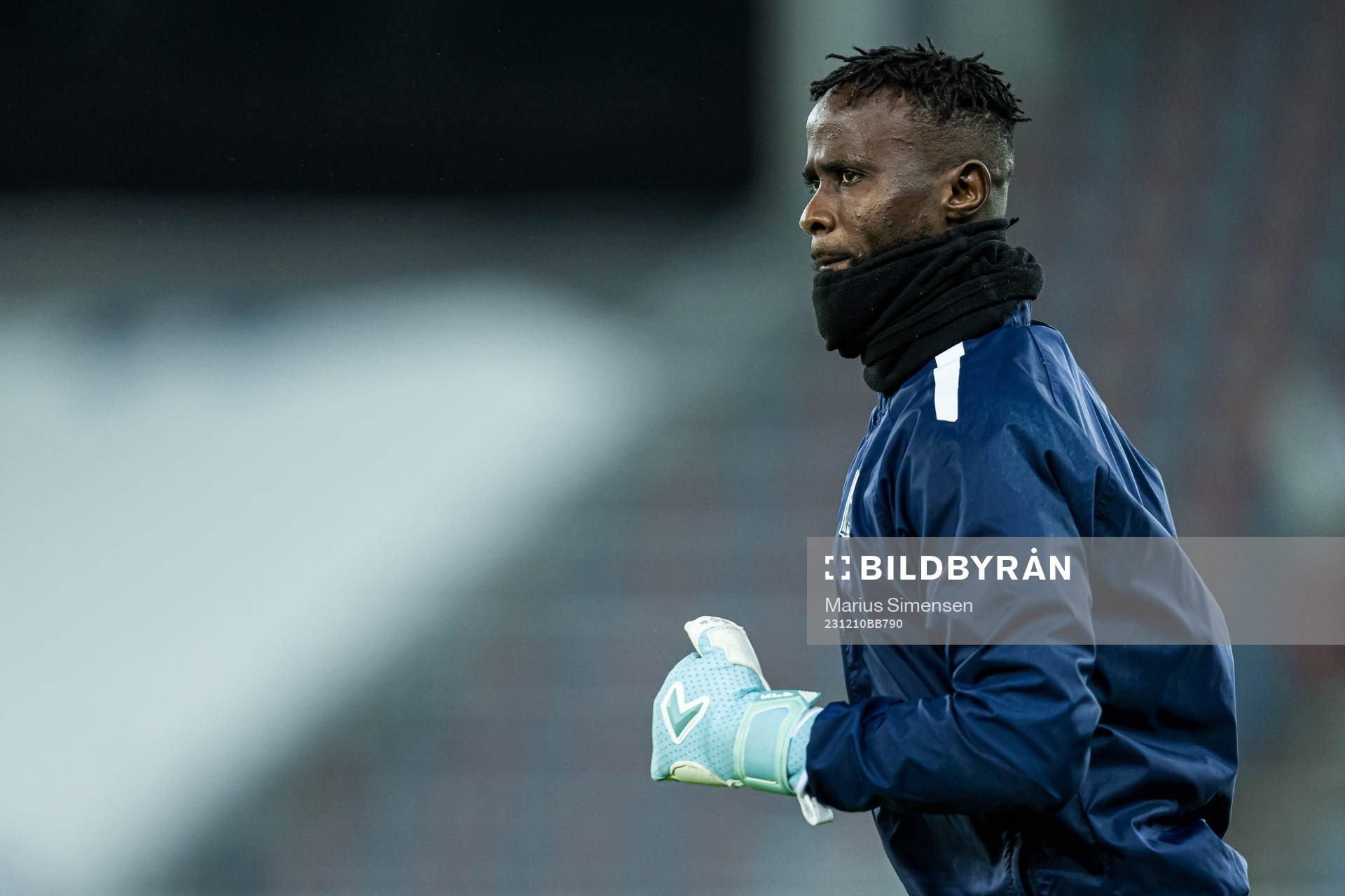 Serigne Mor Mbaye of Kristiansund warms up