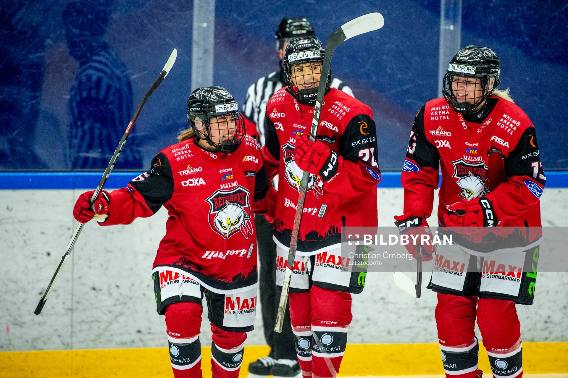 Malmö Redhawks Frida Kielstrup, Avery Webster och Nele