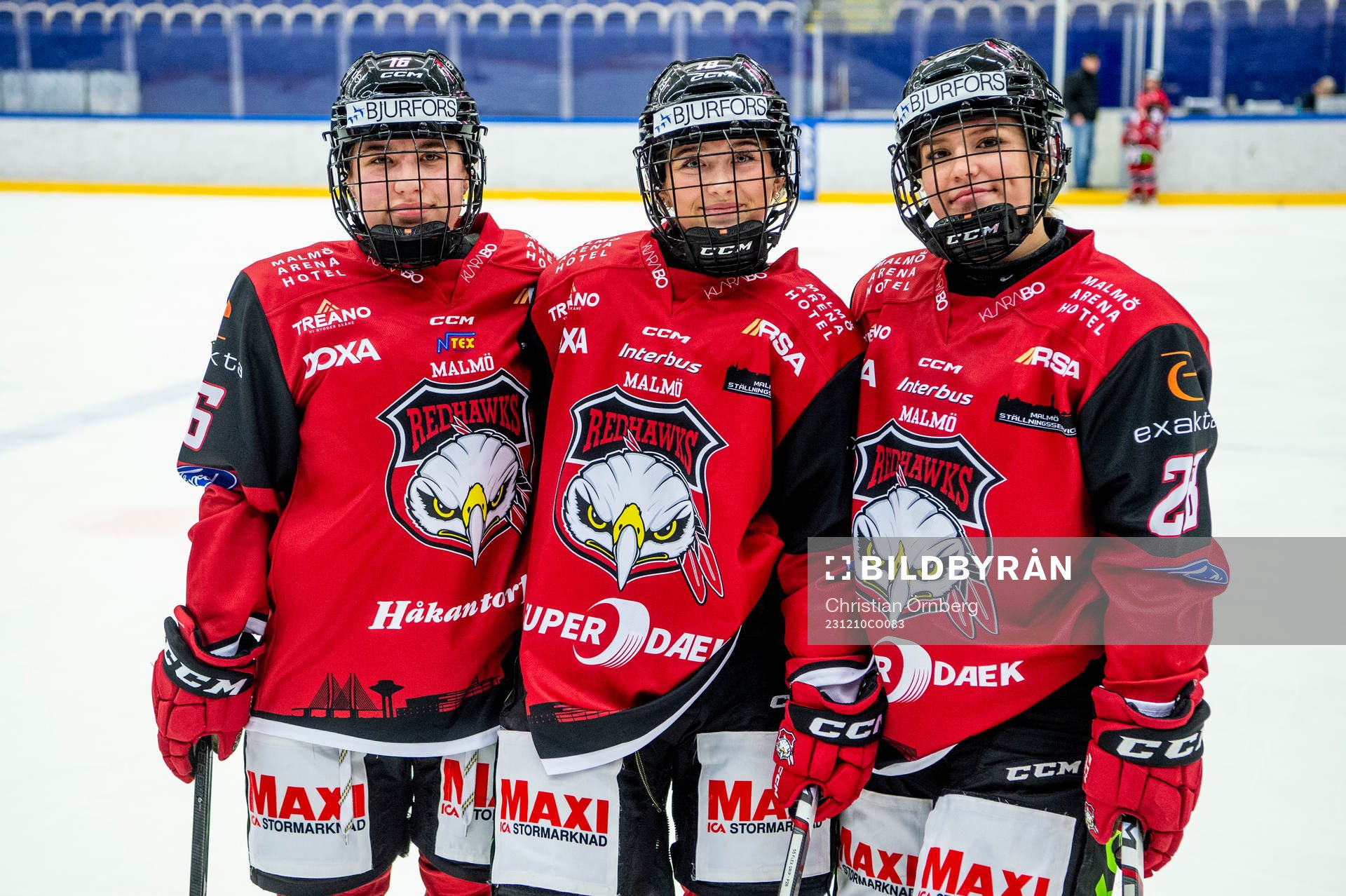 Malmö Redhawks Frida Kielstrup, Marion Bladh och Emilia