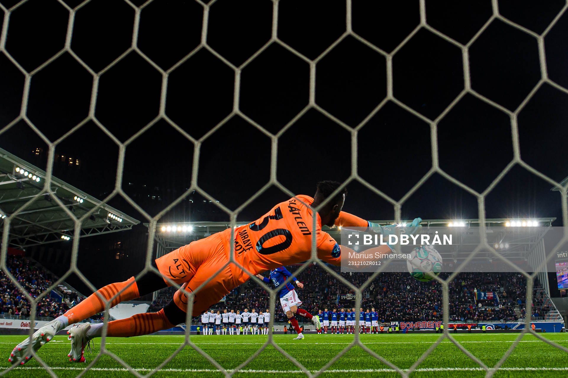 Serigne Mor Mbaye of Kristiansund saves a penalty kick