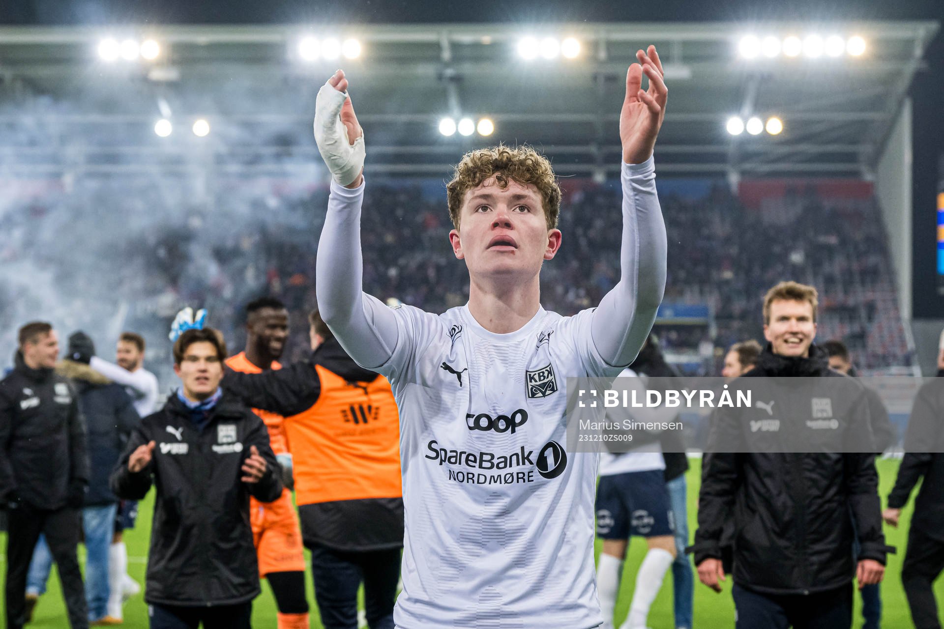 Max Normann Williamsen of Kristiansund celebrates promotion