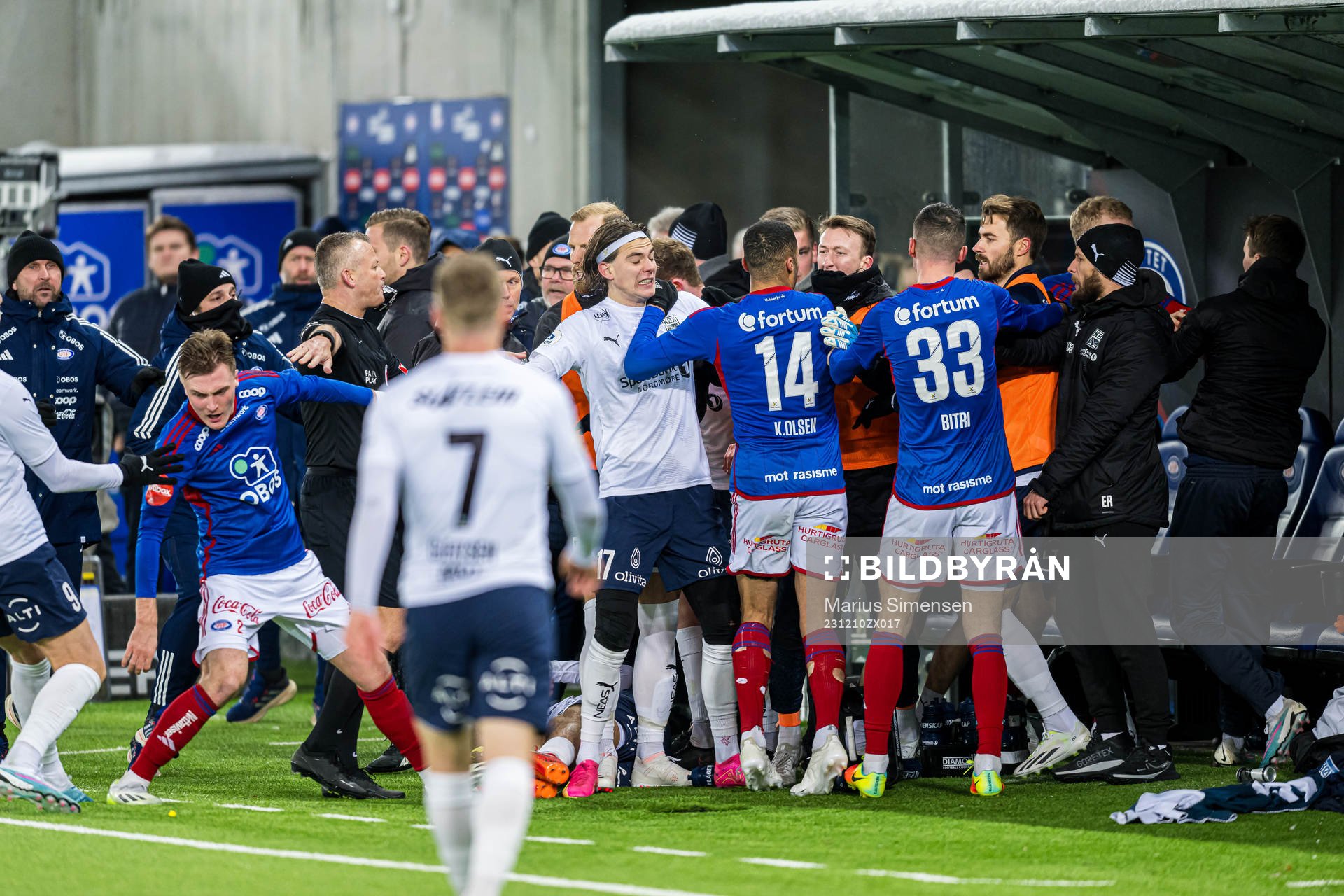 Brynjolfur Willumsson of Kristiansund, Aaron Kiil Olsen and