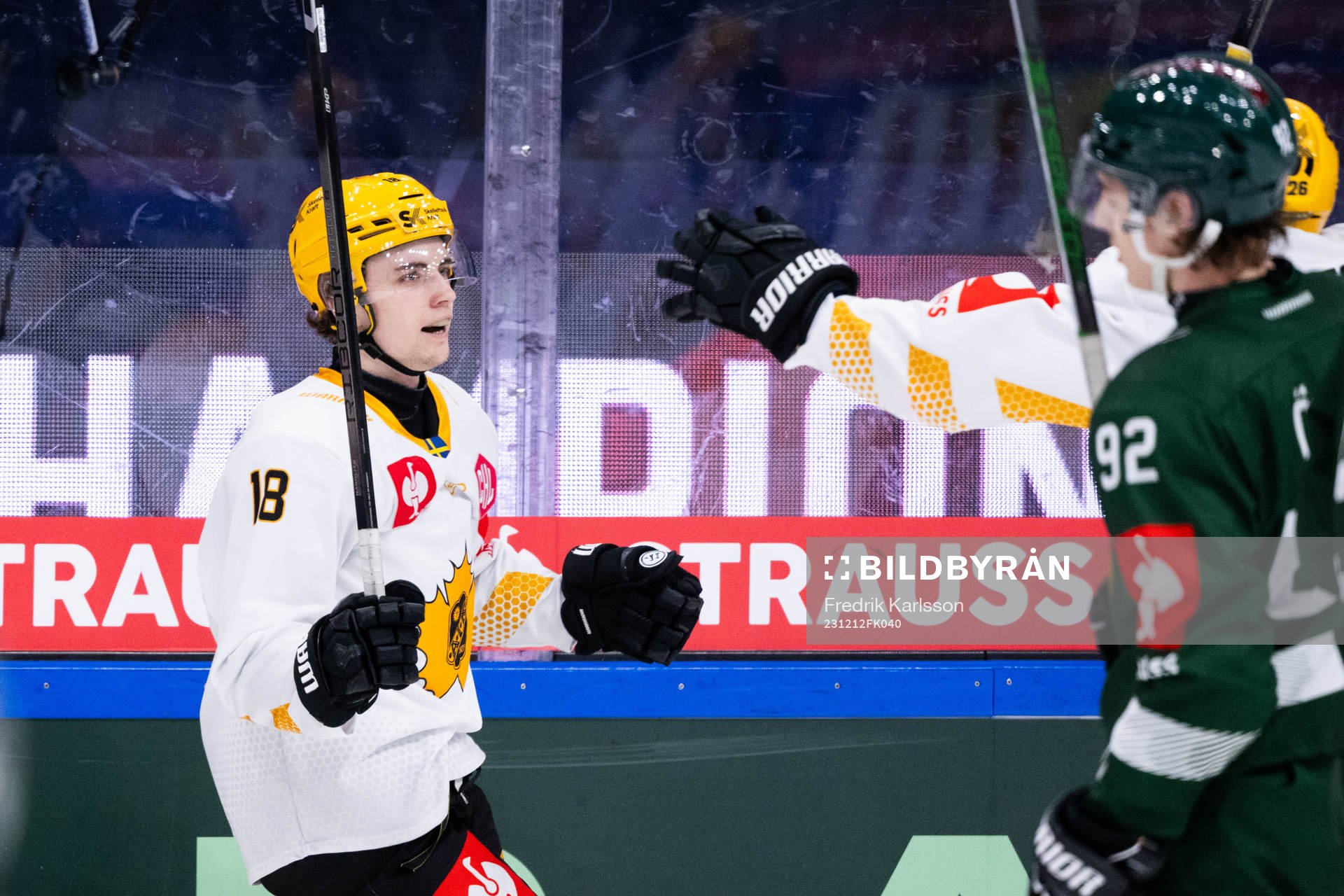 Elias Stenman of Skellefteå celebrates