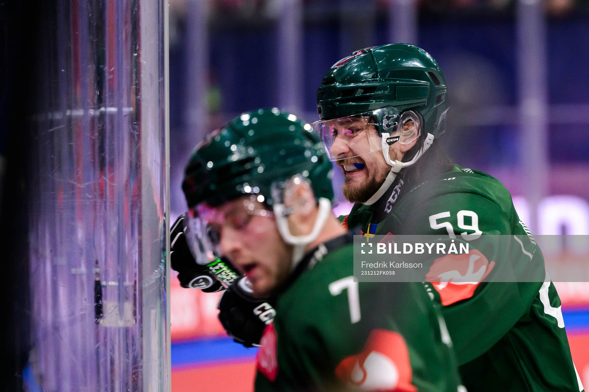 Linus Johansson of Färjestad looks dejected