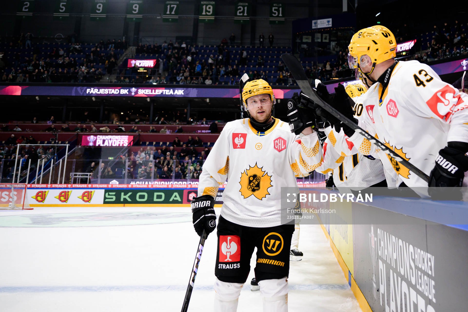Oskar Nilsson of Skellefteå celebrates