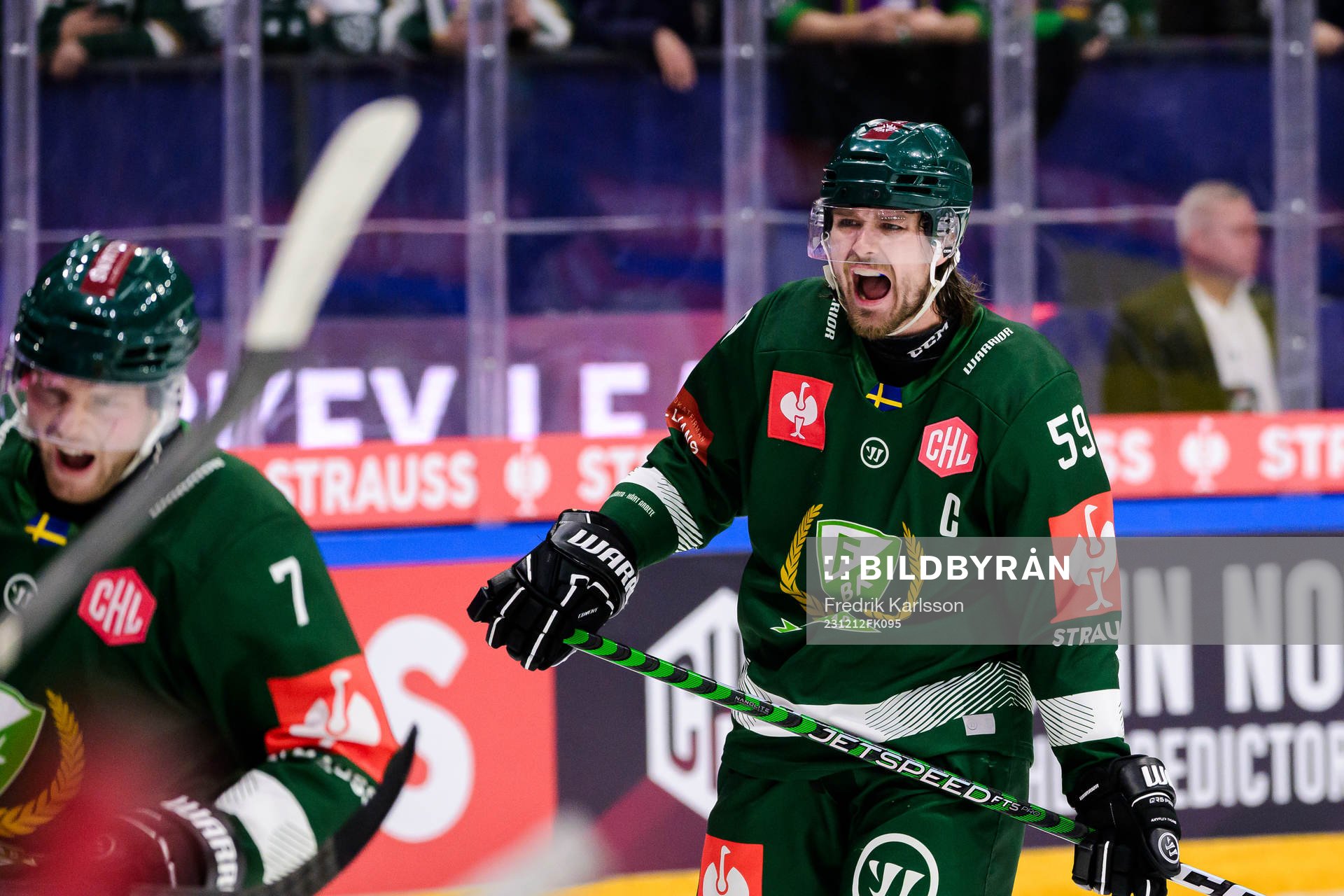 Linus Johansson of Färjestad looks dejected