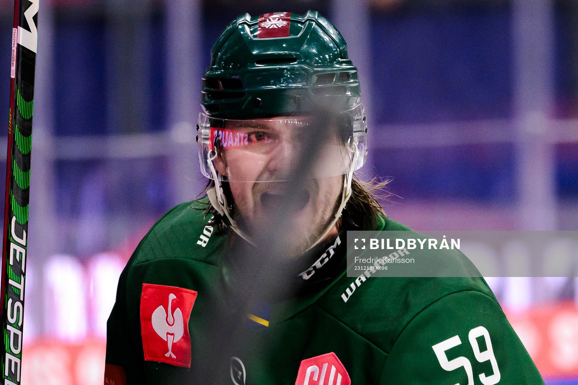 Linus Johansson of Färjestad looks dejected