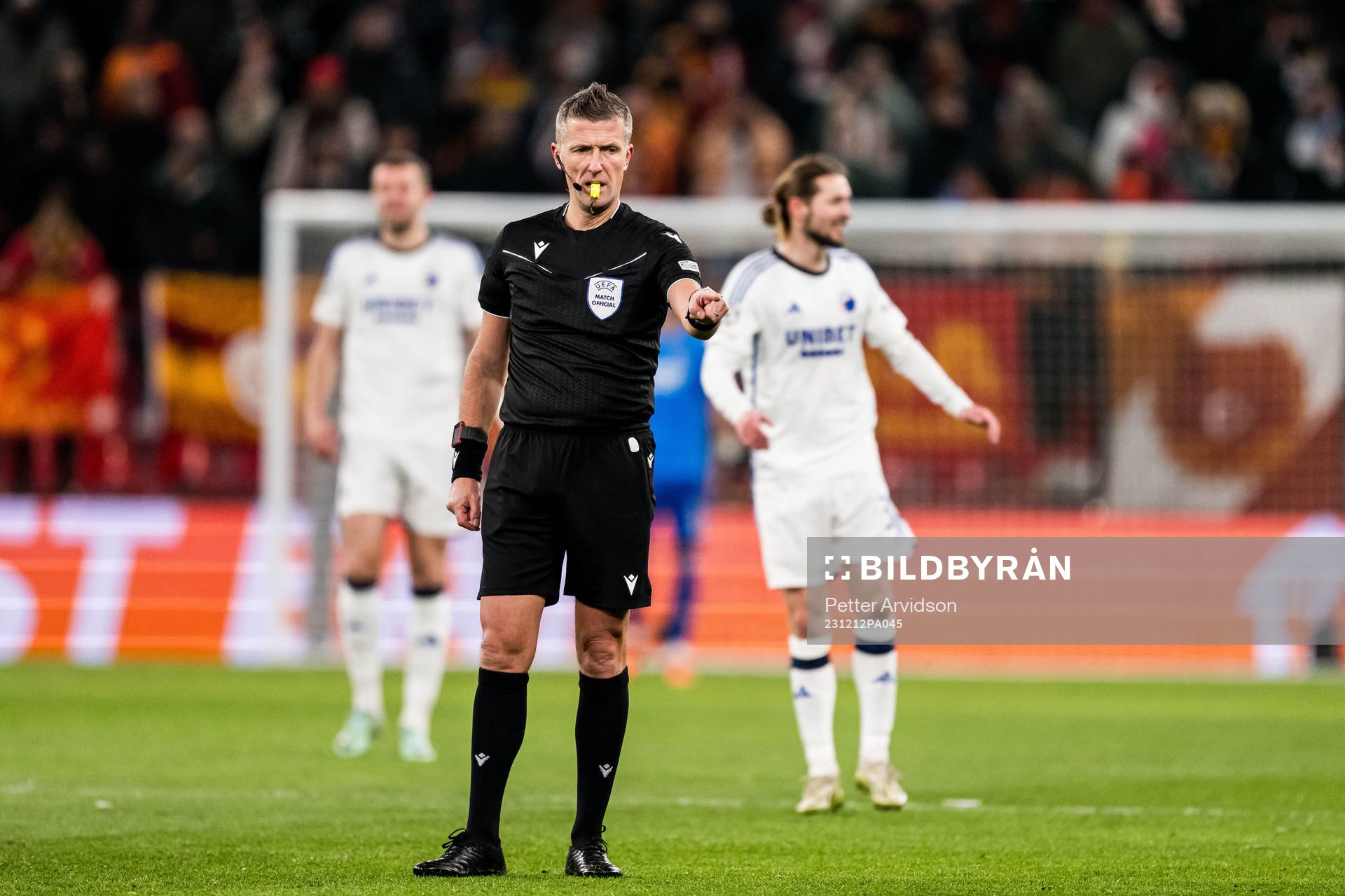 Referee Daniele Orsato during the UEFA Champions League football match between FC Copenhagen and Galatasaray on December 12, 2023 in Copenhagen.