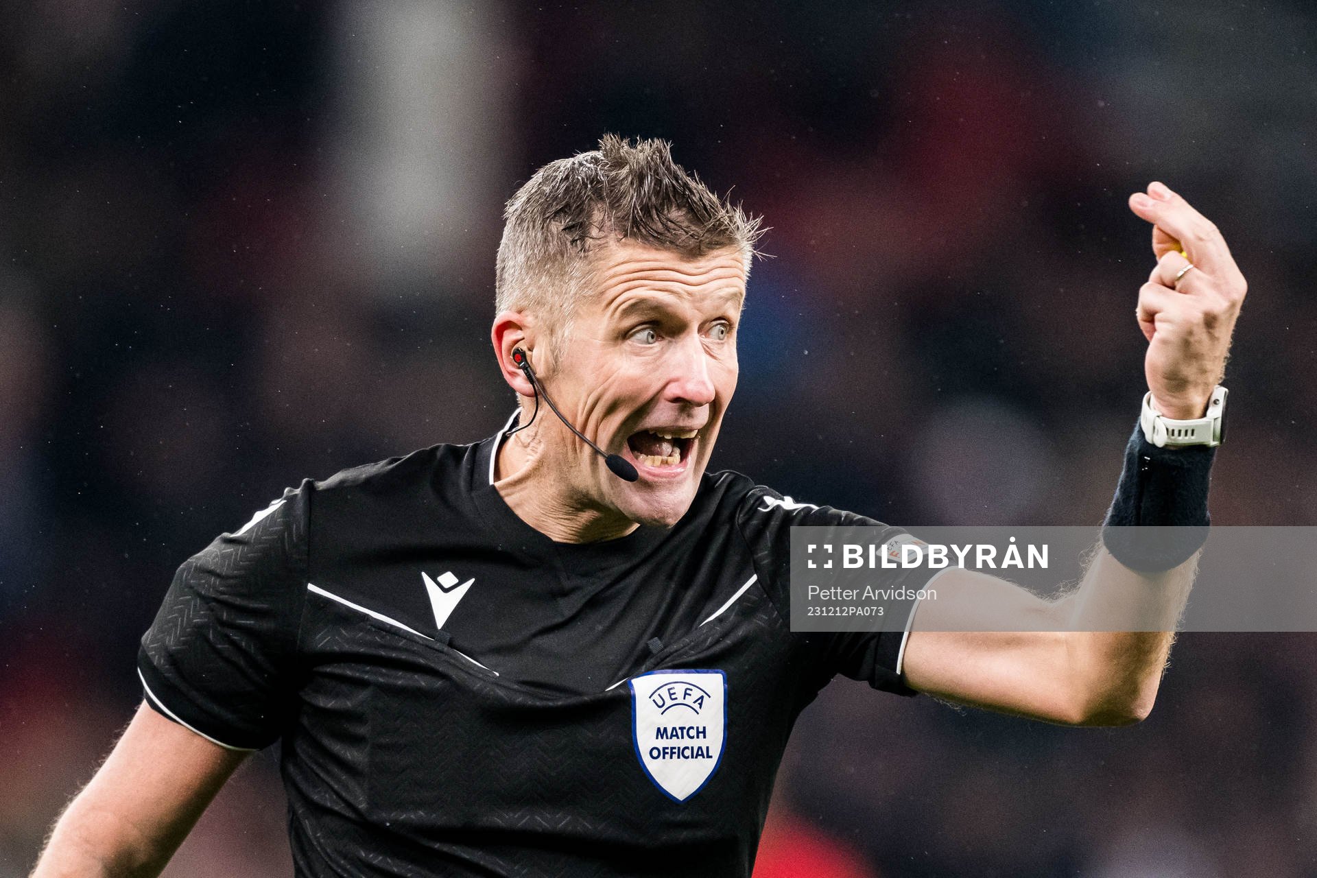 Referee Daniele Orsato during the UEFA Champions League football match between FC Copenhagen and Galatasaray on December 12, 2023 in Copenhagen.