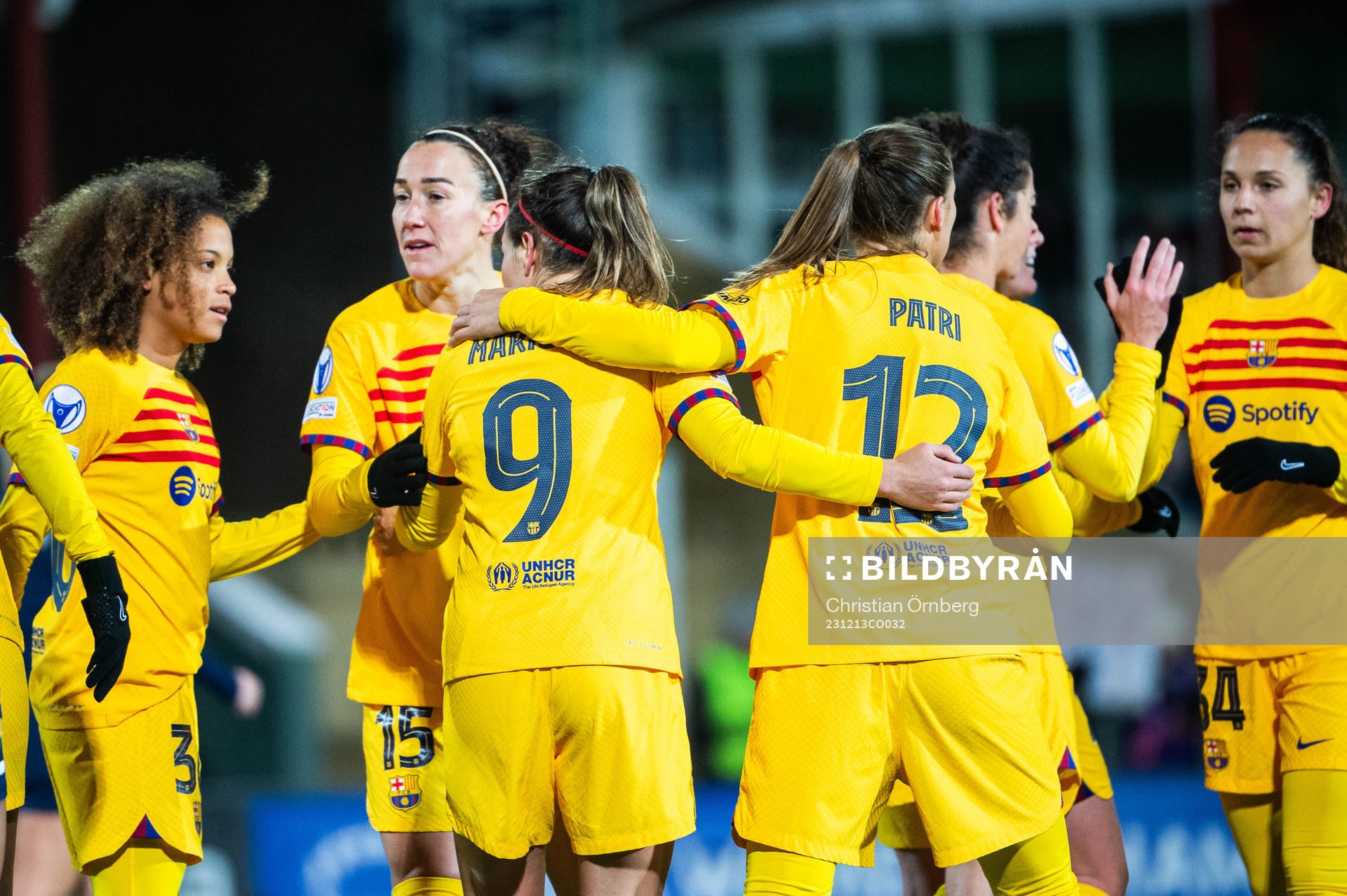 Mariona Caldentey of Barcelona celebrates with team mates