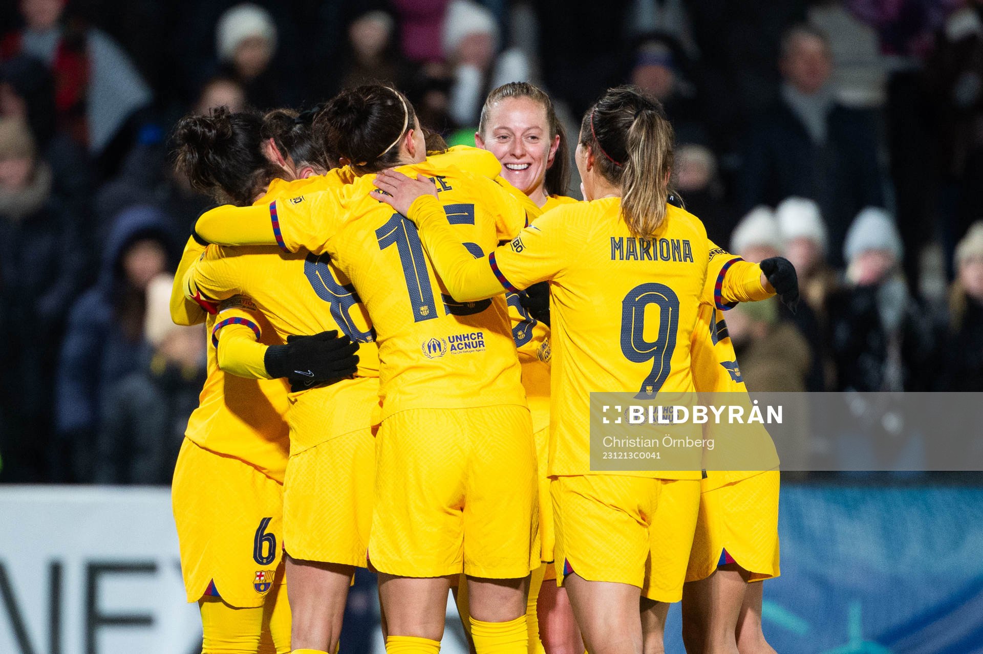 Martina of Barcelona celebrates with team mates