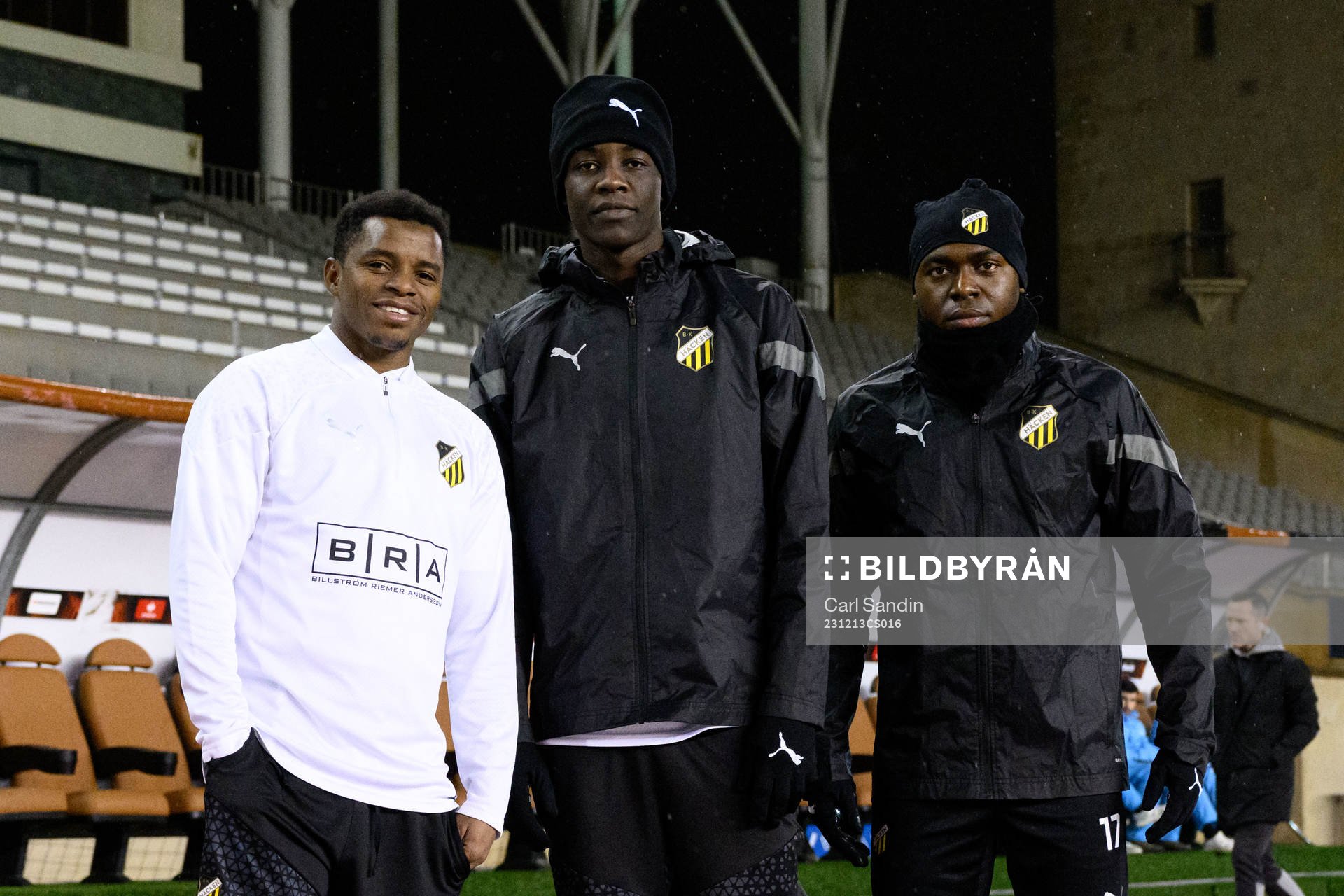 Abdulrazaq Ishaq, John Paul Dembe and Edward Chilufya of Häcken during a training session with Häcken on December 13, 2023 in Baku. 