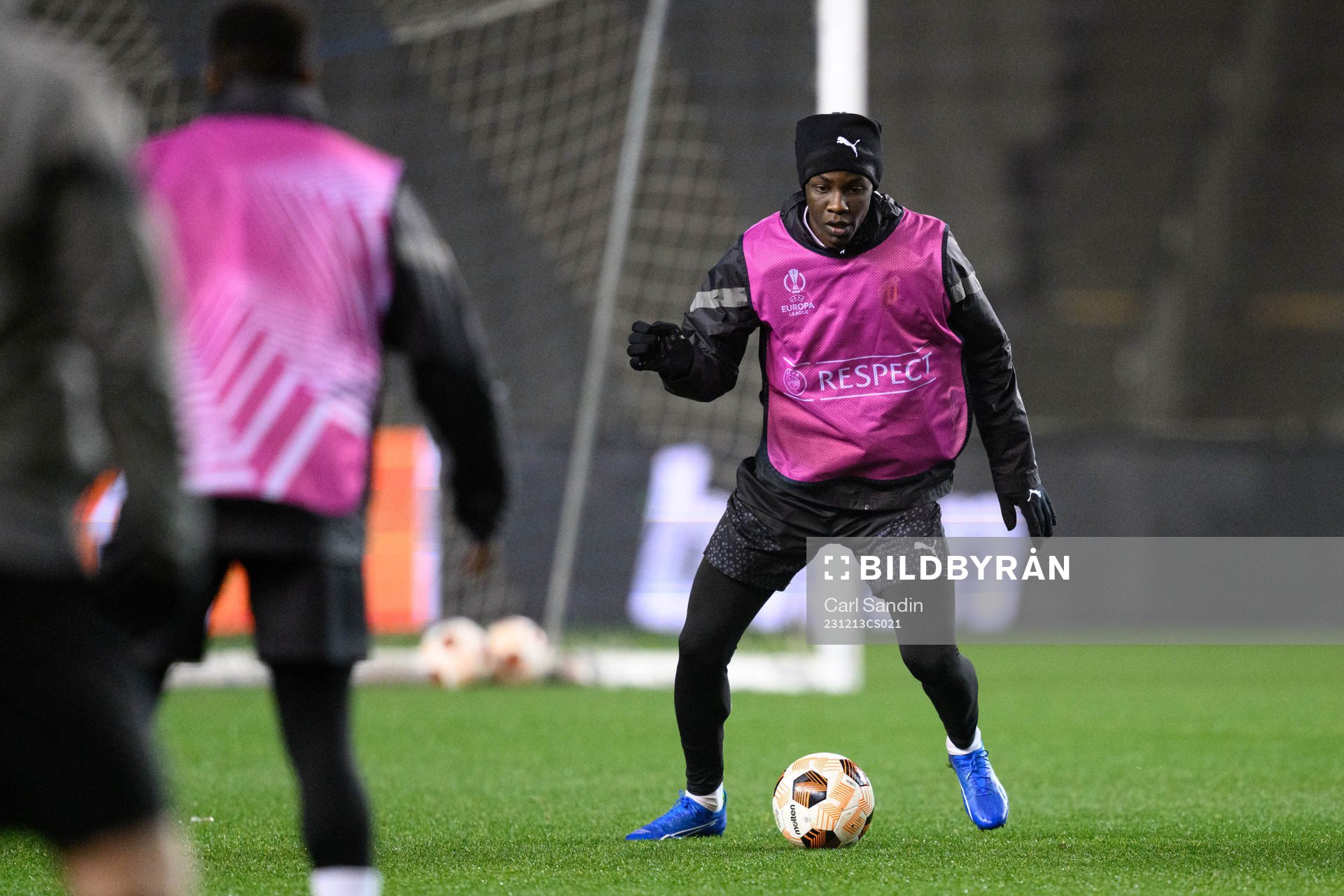 John Paul Dembe during a training session with Häcken on December 13, 2023 in Baku. 