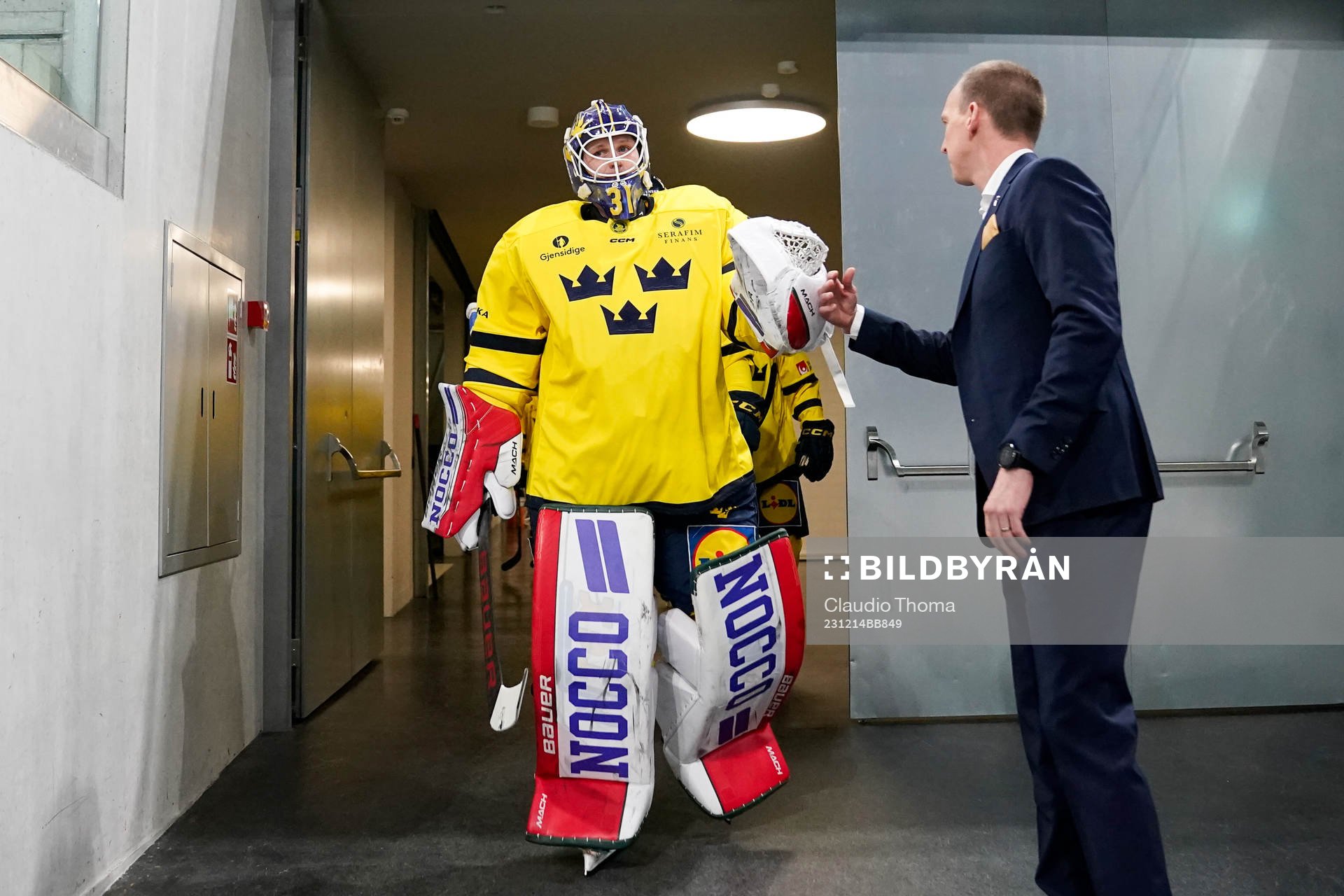 Goaltender Lars Johansson of Sweden