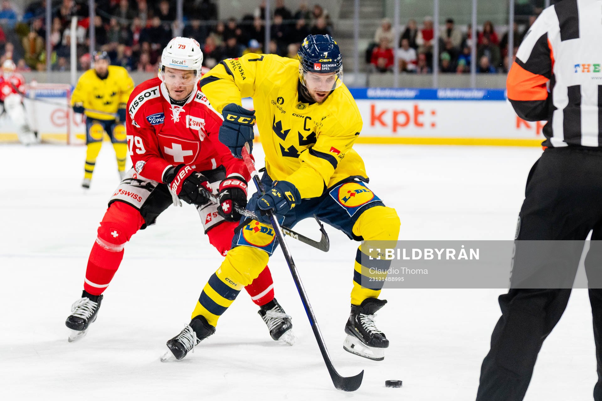 Henrik Tömmernes of Sweden in the ice hockey game between