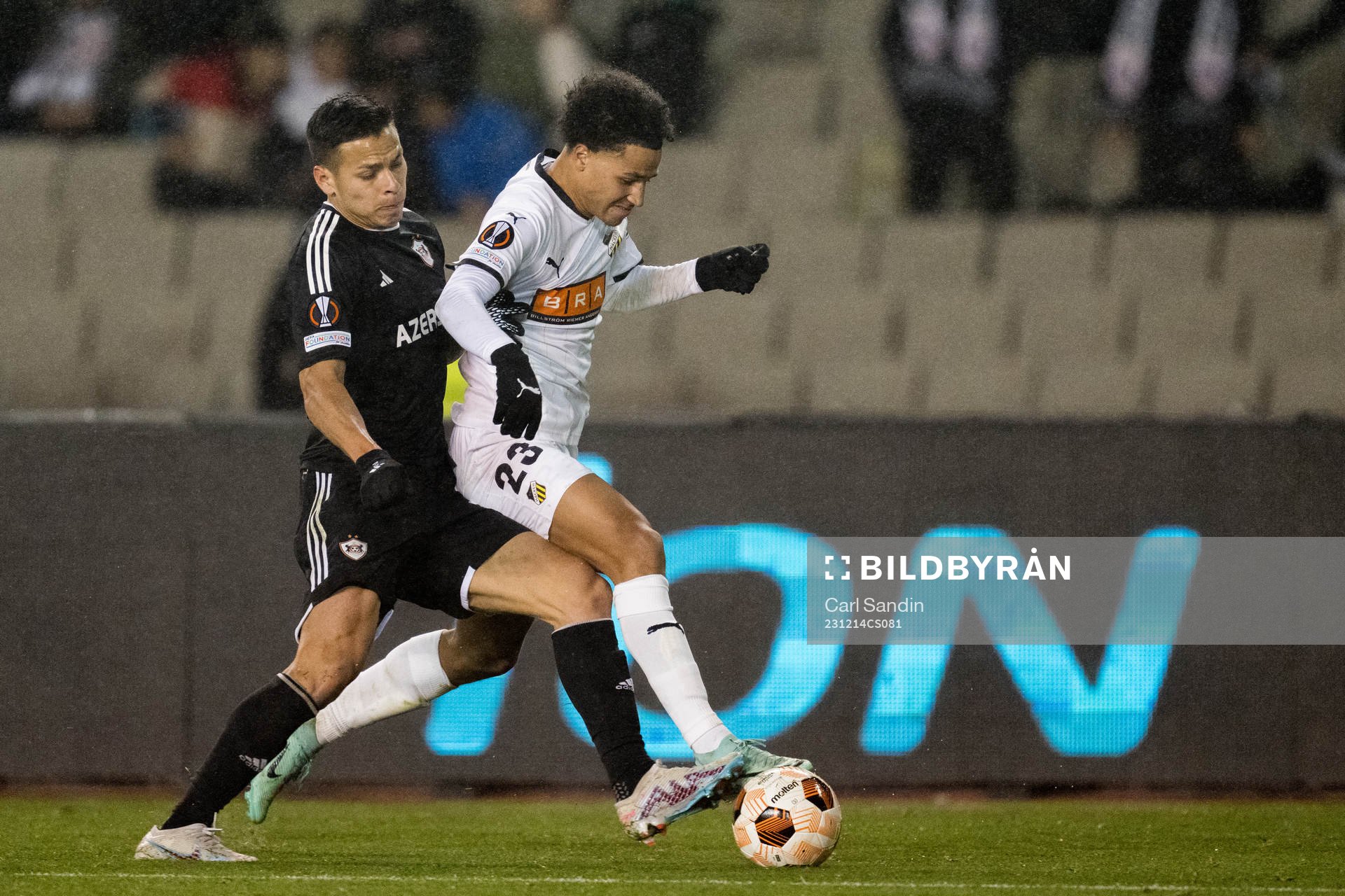 Matheus Silva of Qarabag and Momodou Lamin Sonko of Häcken