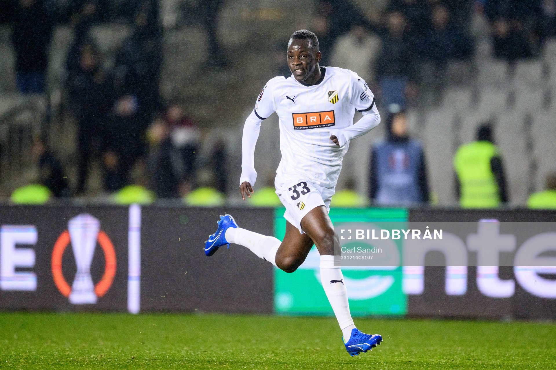 John Paul Dembe of Häcken during the UEFA Europa League match between Qarabag and Häcken on December 14, 2023 in Baku. 