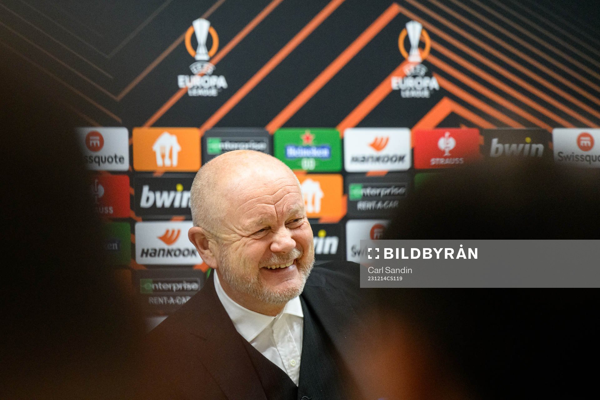 Head coach Per-Mathias Høgmo of Häcken during a press conference after the UEFA Europa League match between Qarabag and Häcken on December 14, 2023 in Baku.