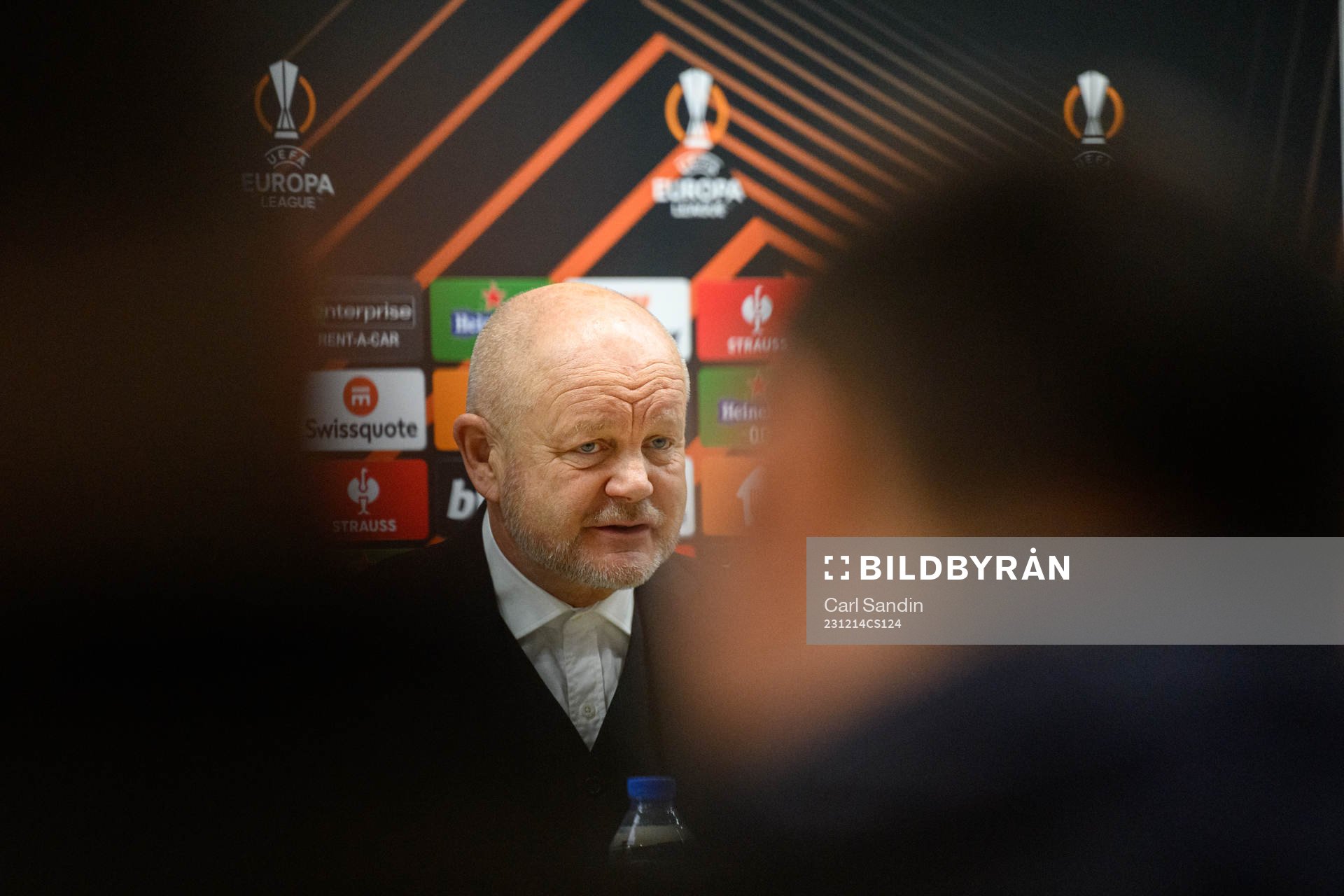Head coach Per-Mathias Høgmo of Häcken during a press conference after the UEFA Europa League match between Qarabag and Häcken on December 14, 2023 in Baku.