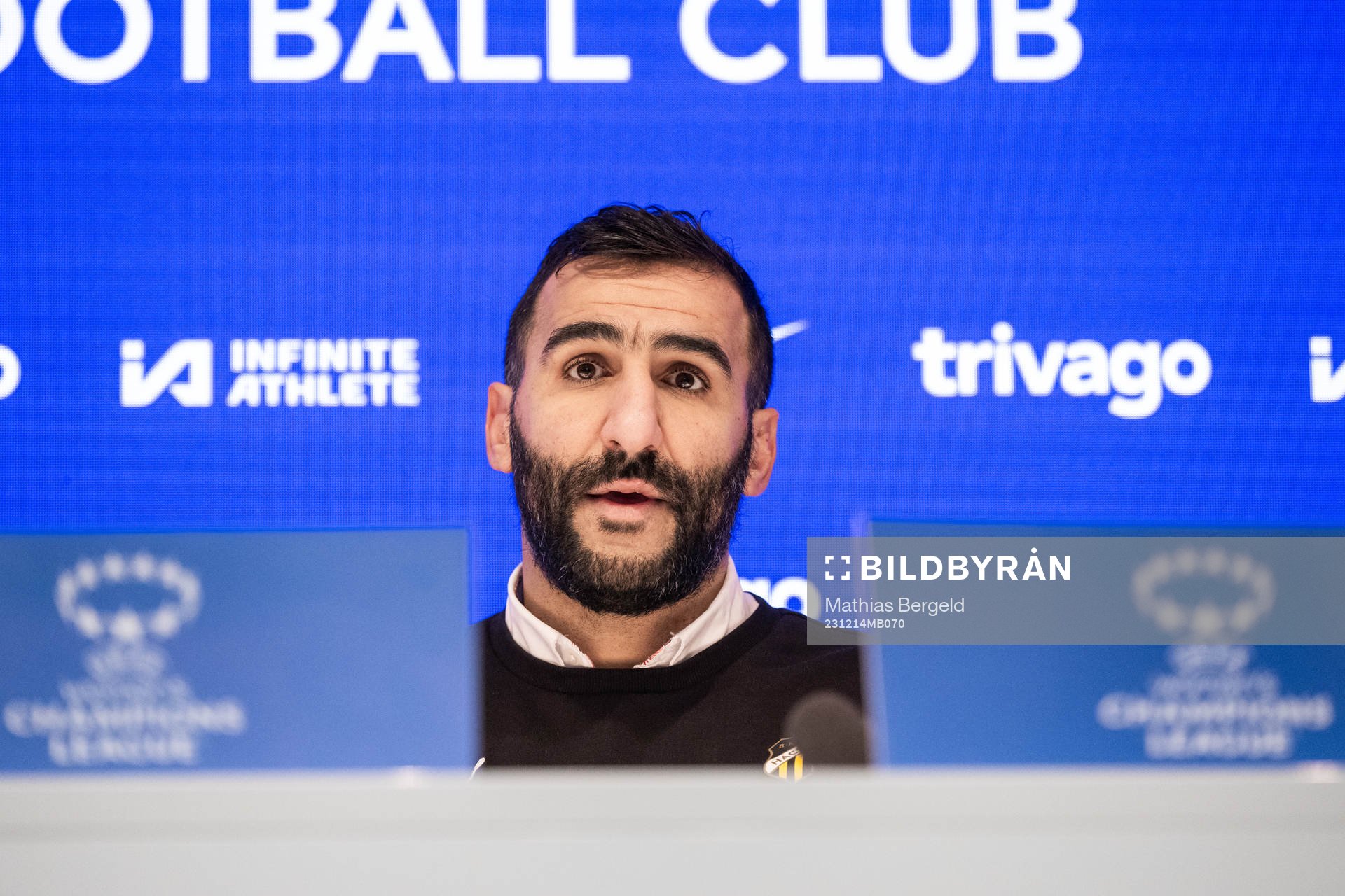 Head coach Mak Lind of Häcken at the press conference