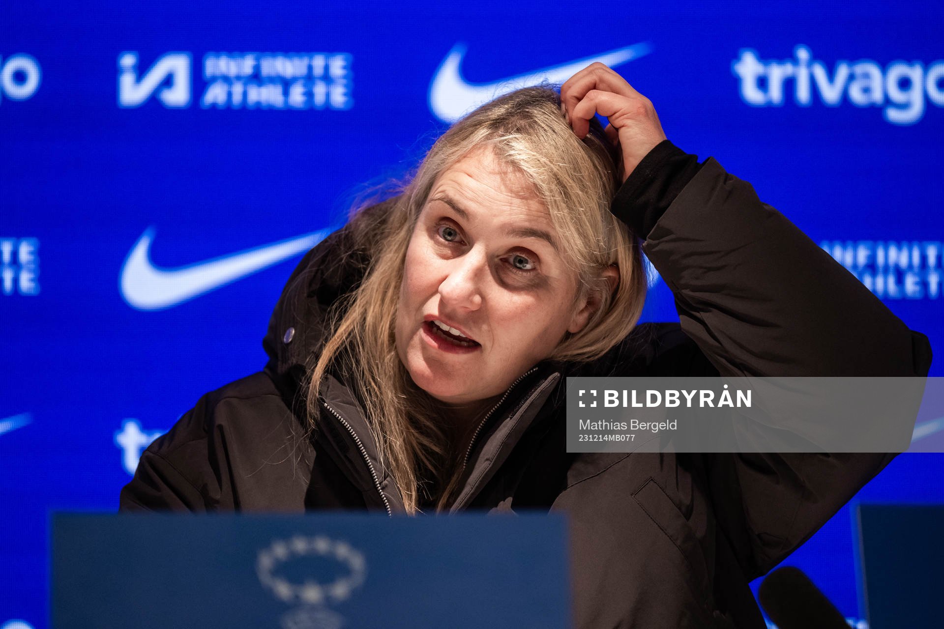 Head coach Emma Hayes of Chelsea at the press conference