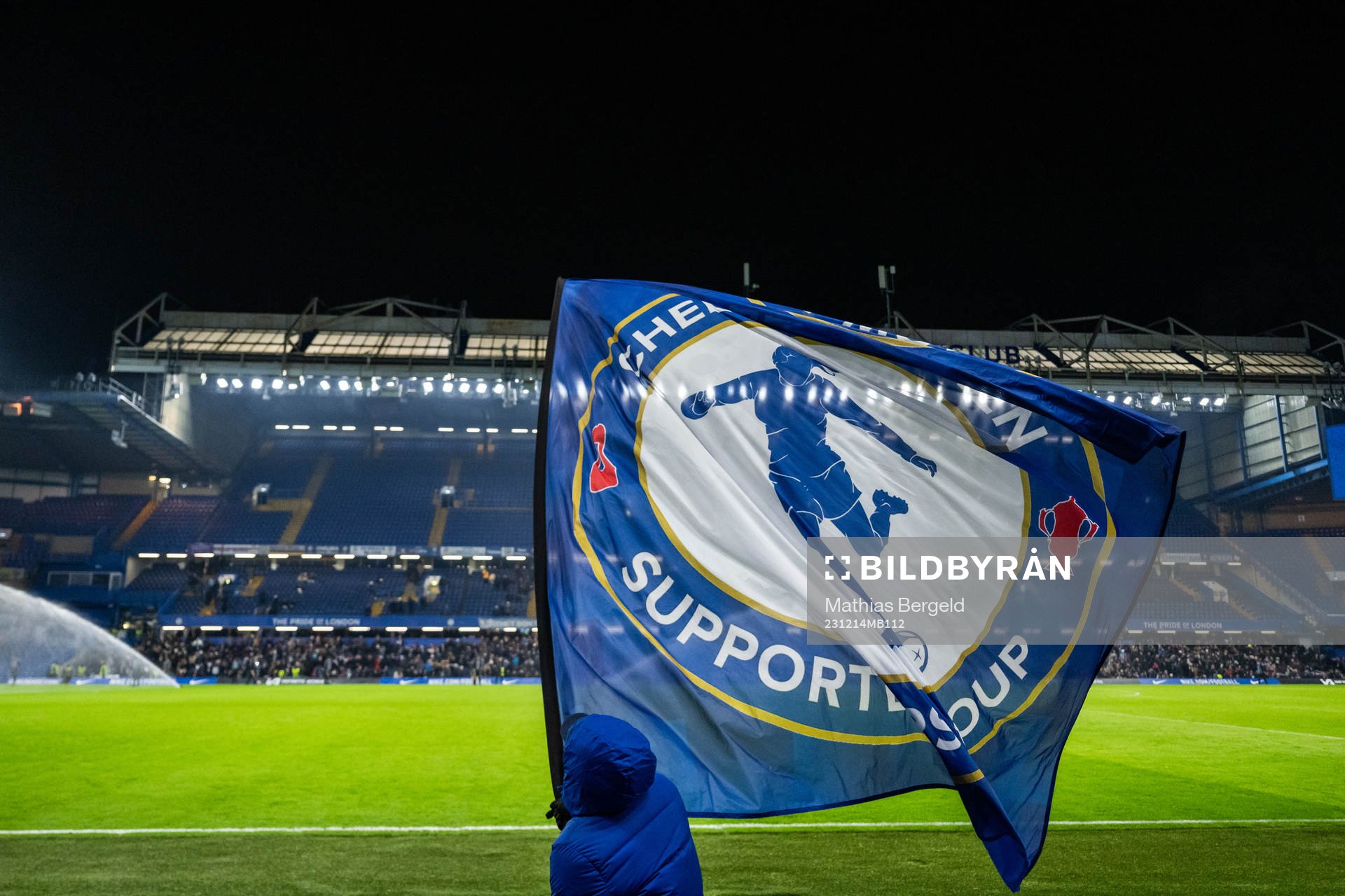 A flag of Chelsea is seen at half time