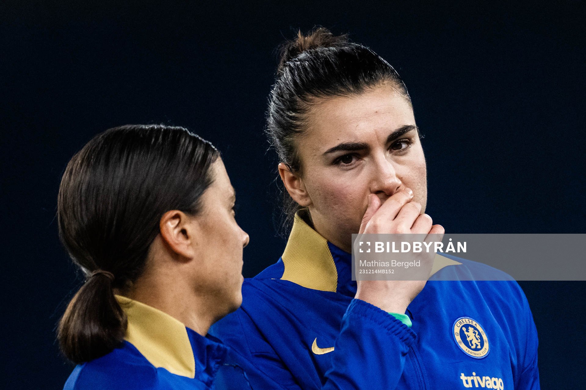 Sam Kerr and goalkeeper Zecira Musovic of Chelsea
