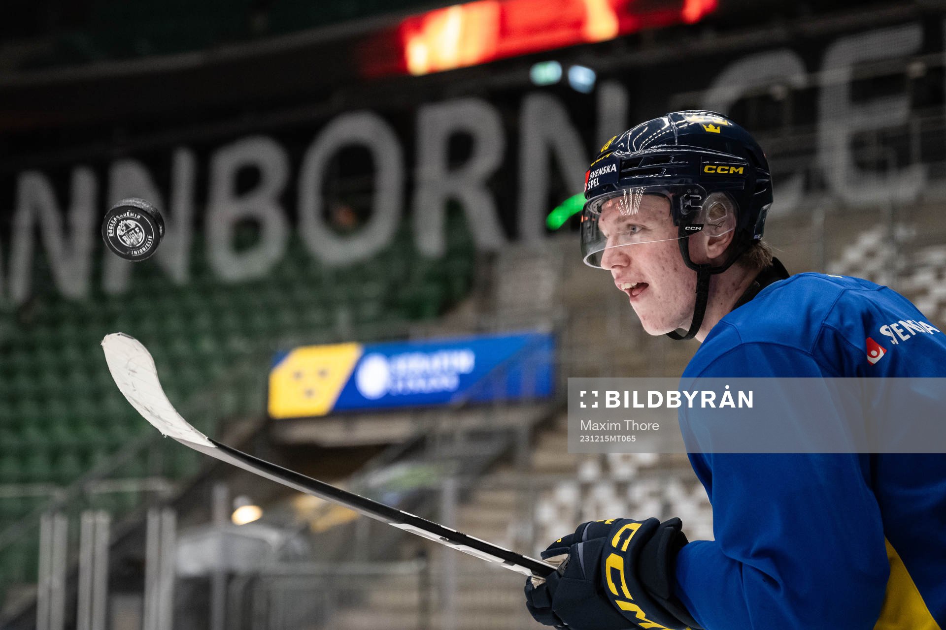 Filip Bystedt of the Swedish under-20 national ice hockey