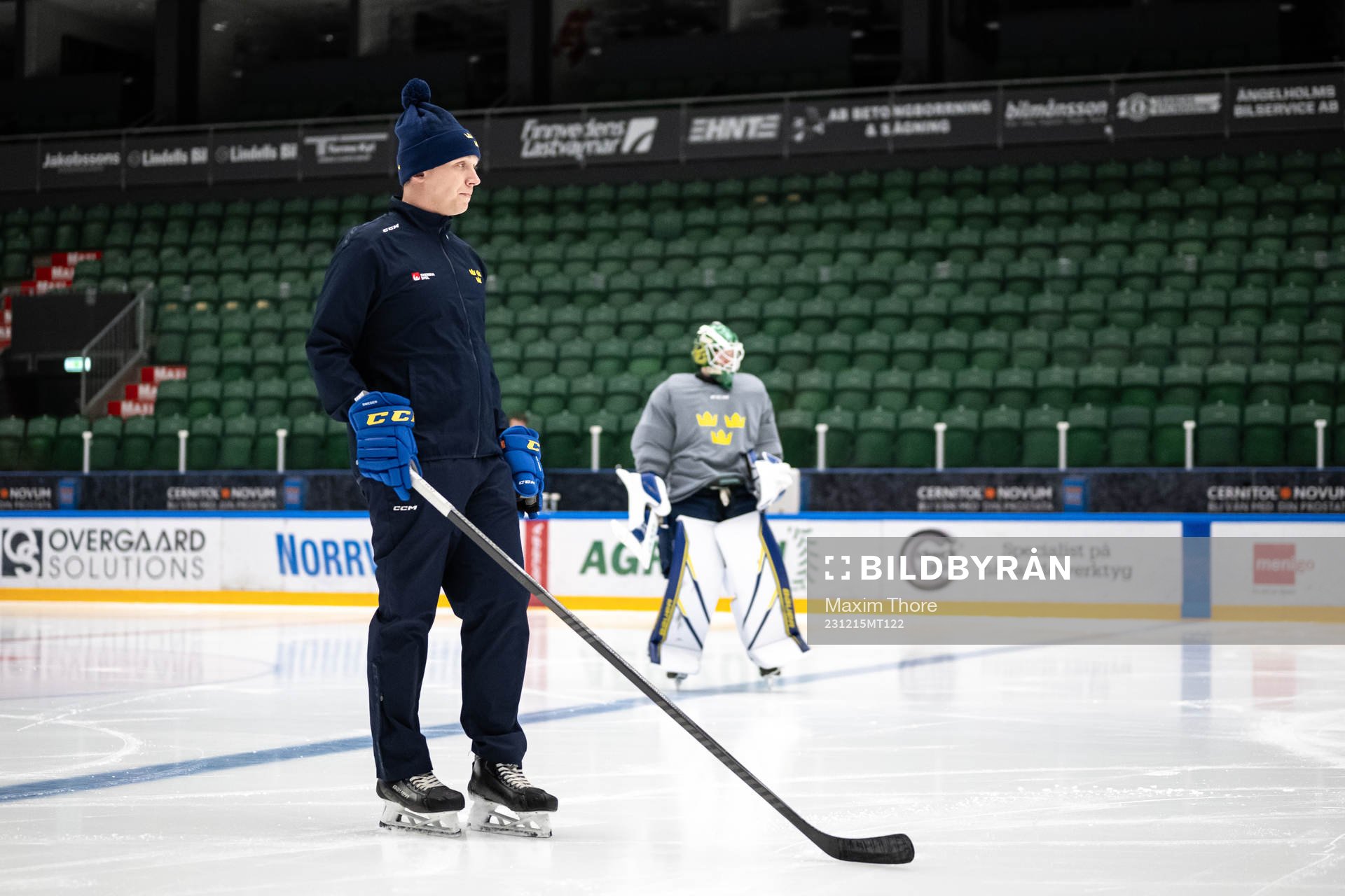 Goaltender coach Viktor Alm of the Swedish under-20