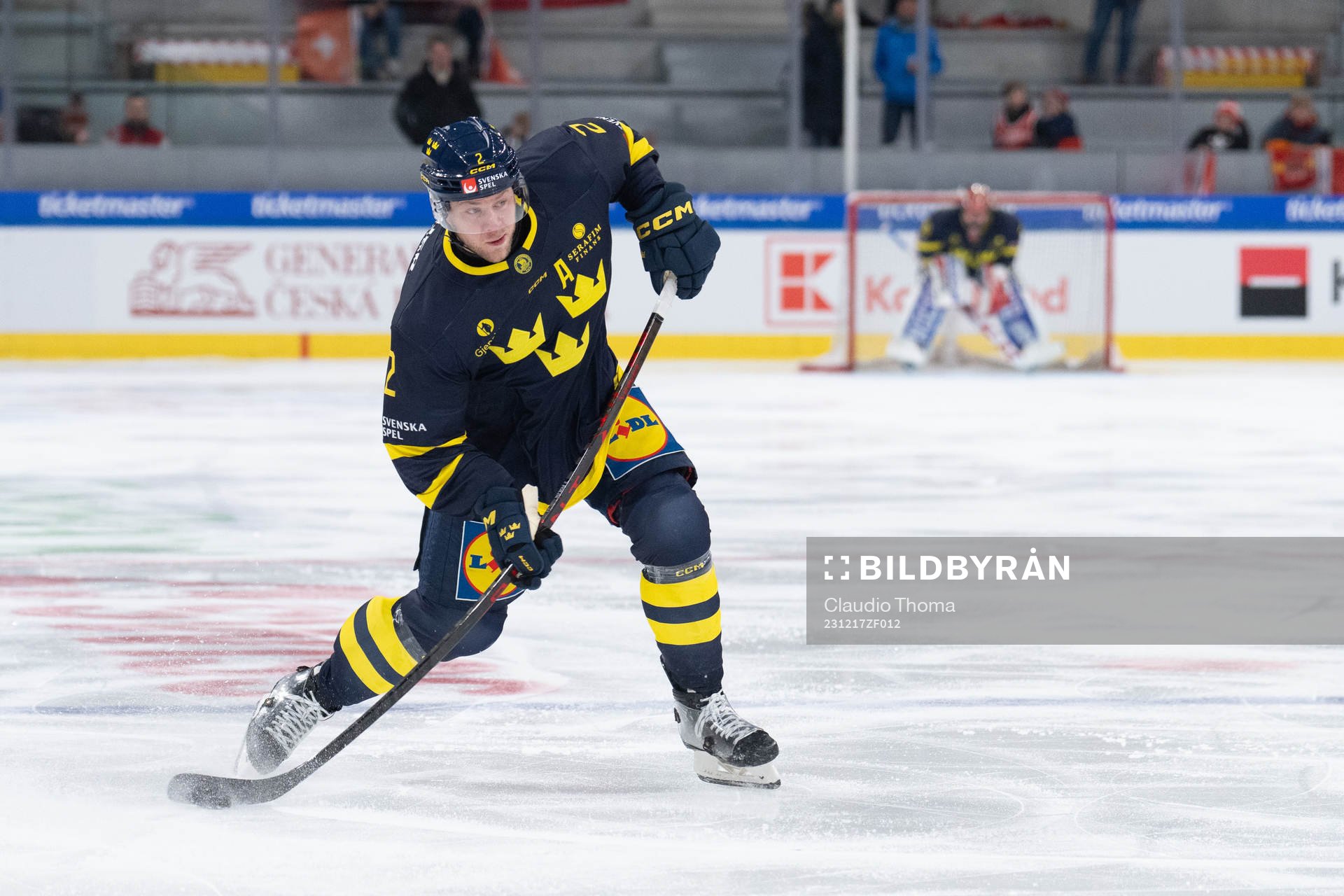Christian Folin of Sweden in the ice hockey game between