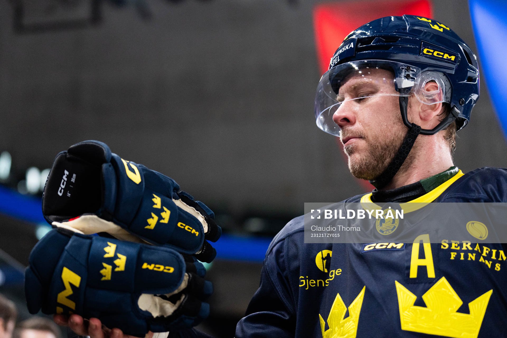 Christian Folin of Sweden in the ice hockey game between