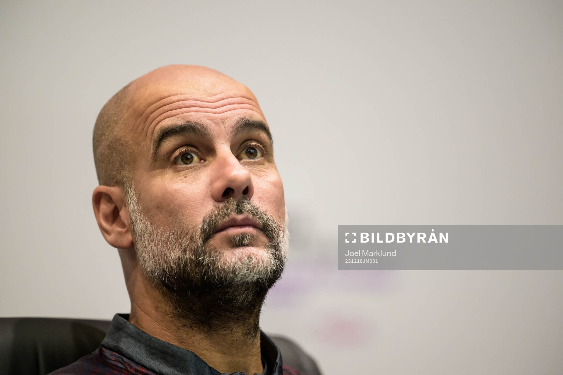 Head coach Pep Guardiola of Manchester City at a press