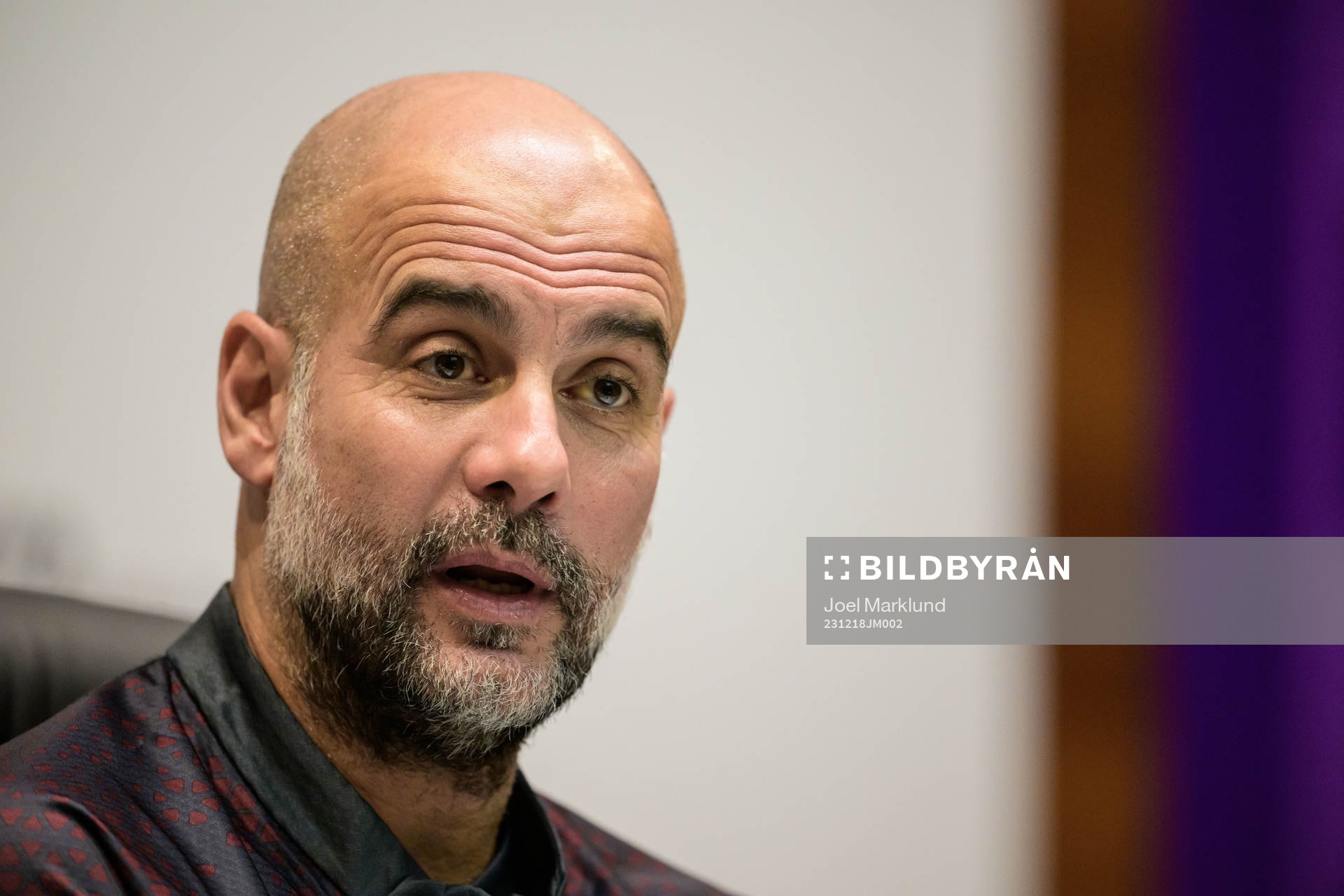 Head coach Pep Guardiola of Manchester City at a press