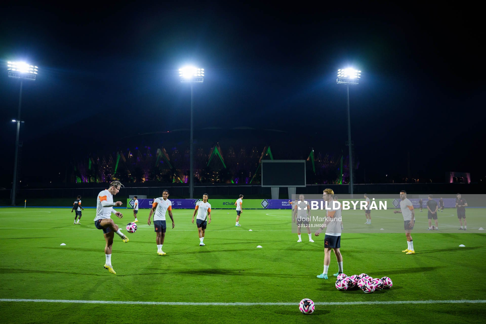 Players of Manchester City at a training session during FIFA Club World Cup on December 18, 2023 in Jeddah.