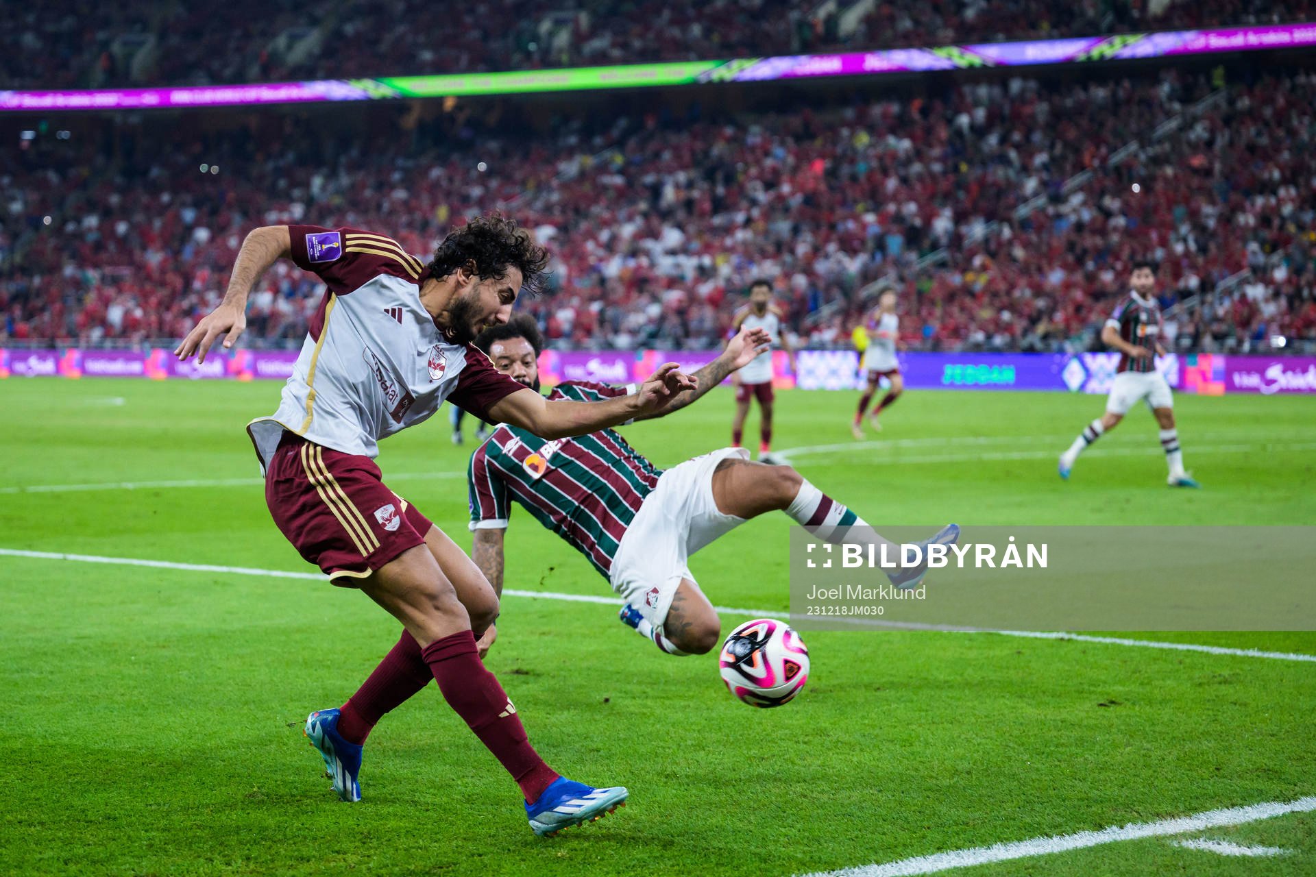 Mohamed Hany of Al Ahly and Marcelo of Fluminense