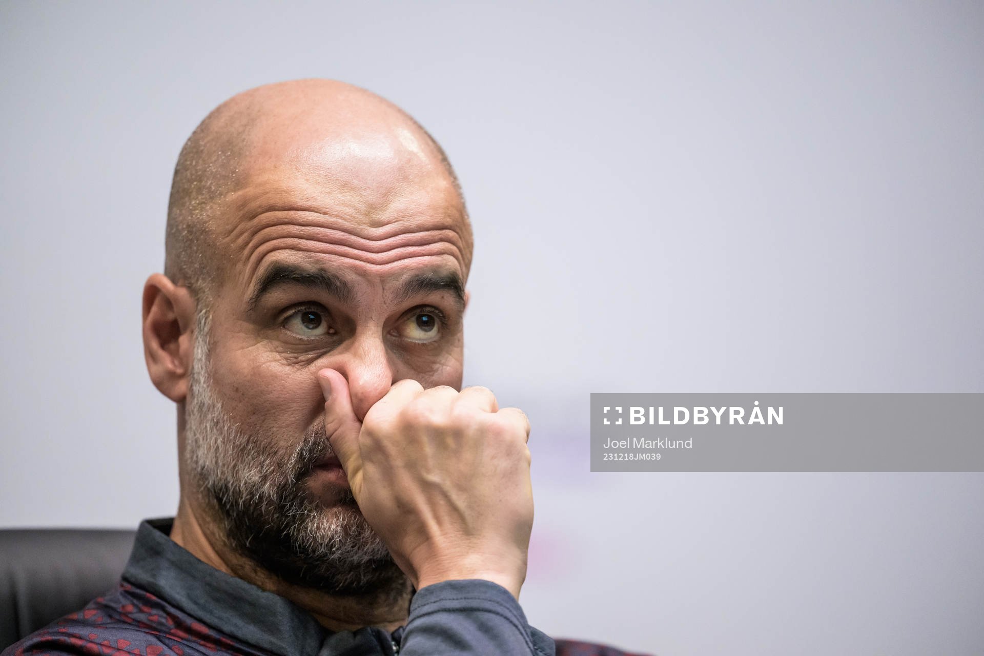 Head coach Pep Guardiola of Manchester City at a press