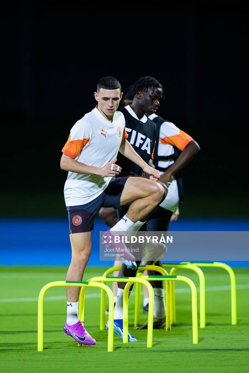 Phil Foden of Manchester City at a training session