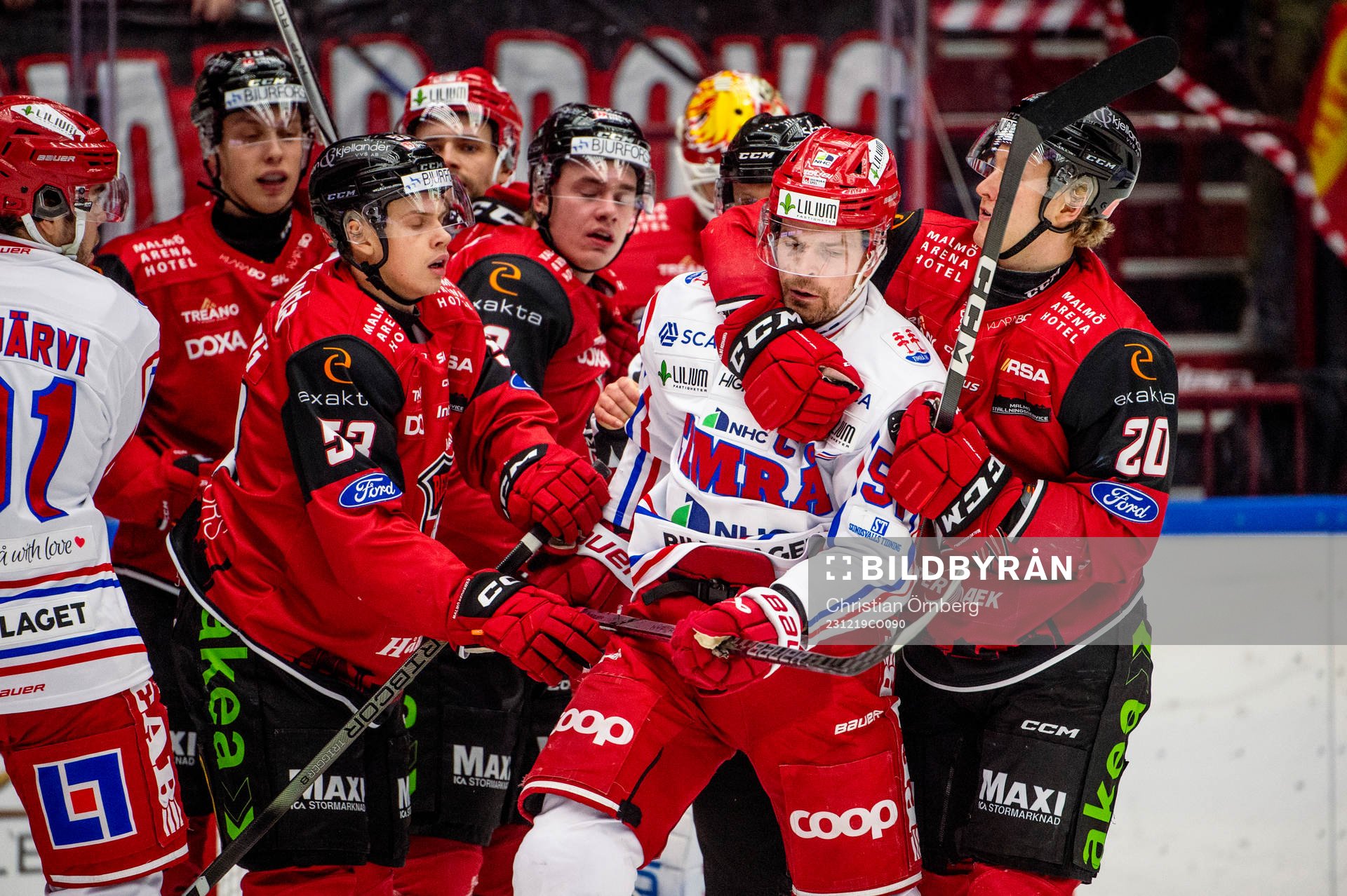 Malmö Redhawks Albert Sjöberg och Thomas Berg Paulsen i