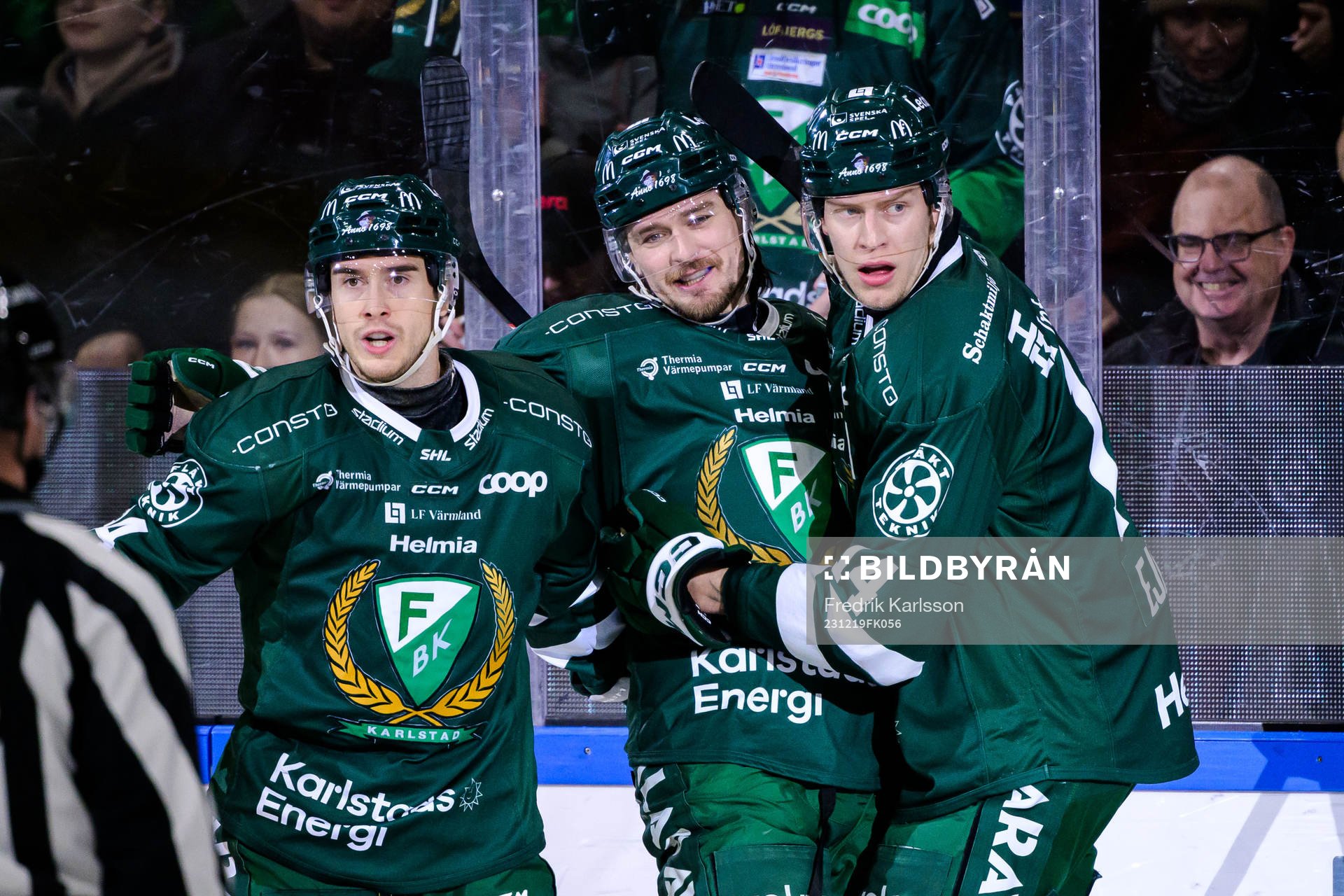 Färjestads Michael Lindqvist, Linus Johansson och Victor