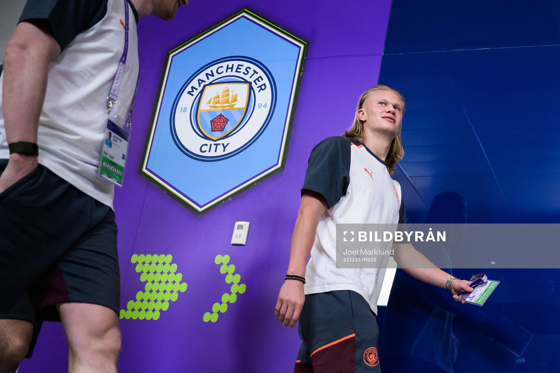 Erling Braut Haaland of Manchester City arrives to the
