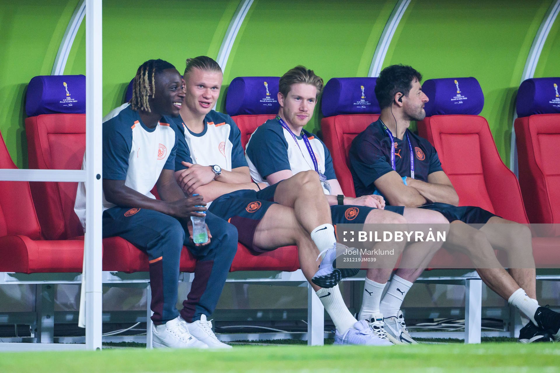 Jeremy Doku, Erling Braut Haaland and Kevin de Bruyne of