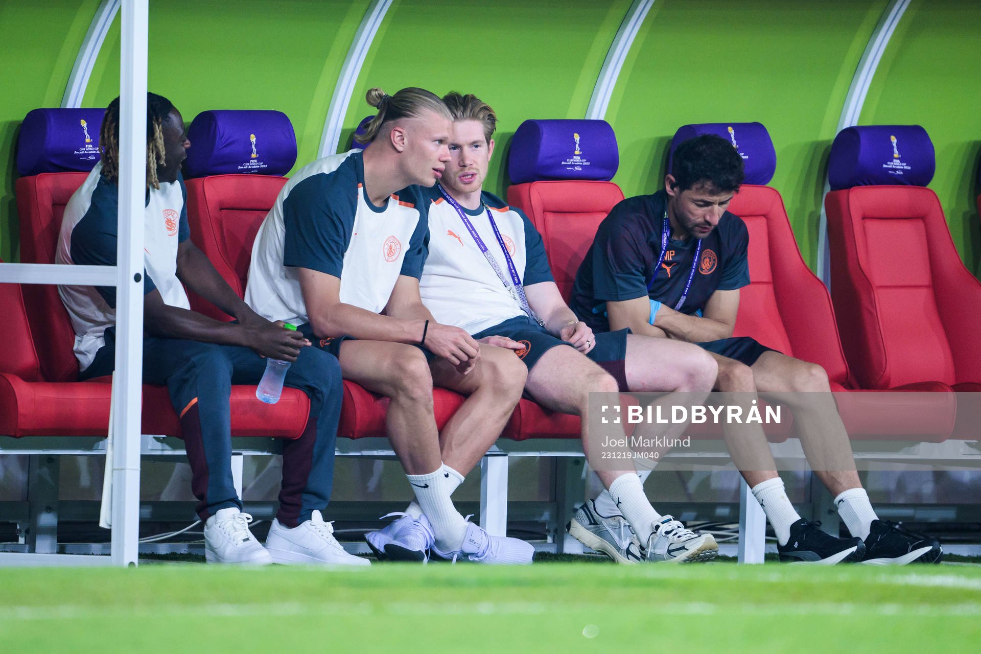 Jeremy Doku, Erling Braut Haaland and Kevin de Bruyne of