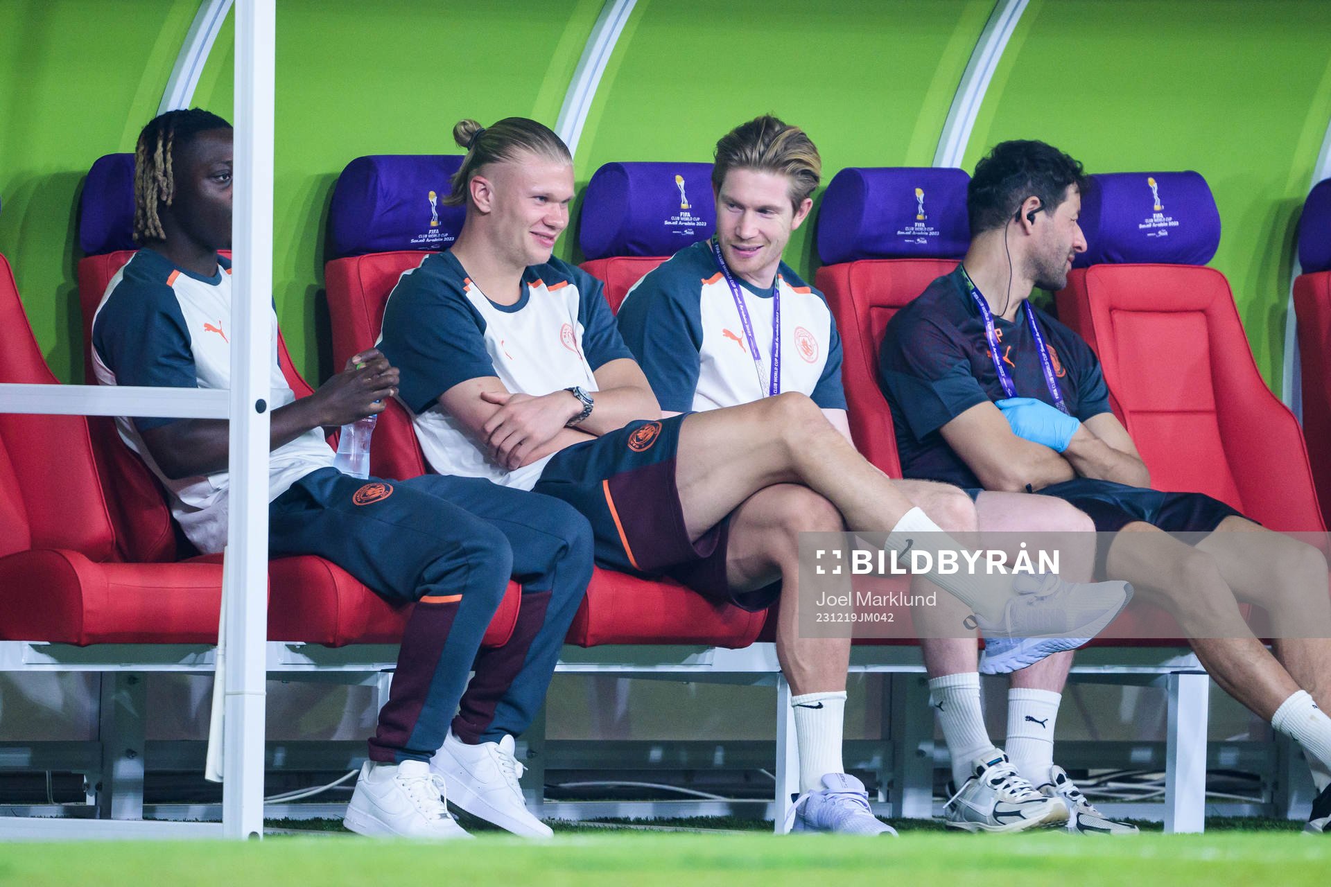 Jeremy Doku, Erling Braut Haaland and Kevin de Bruyne of