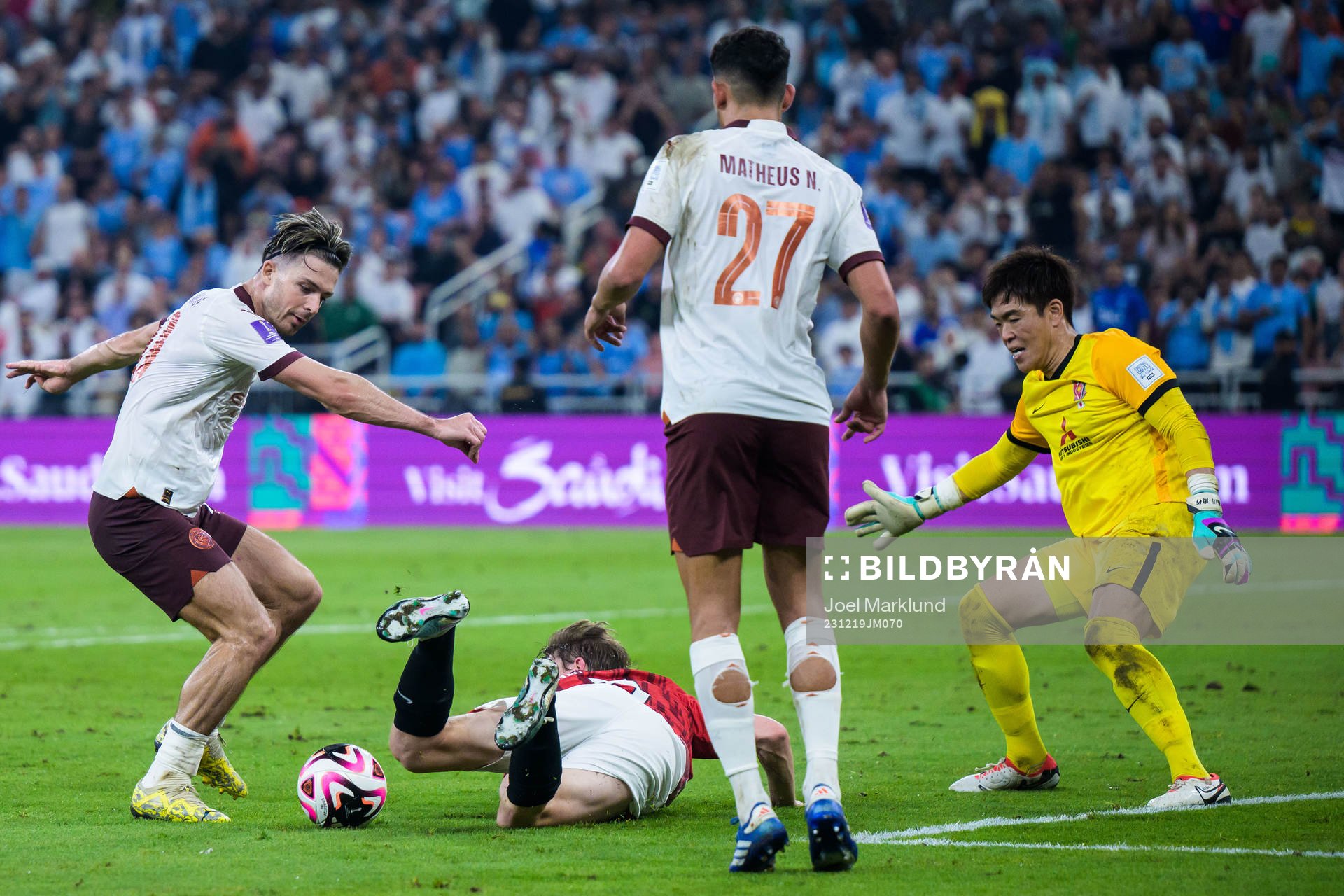 Jack Grealish of Manchester City and Goalkeeper Shusaku