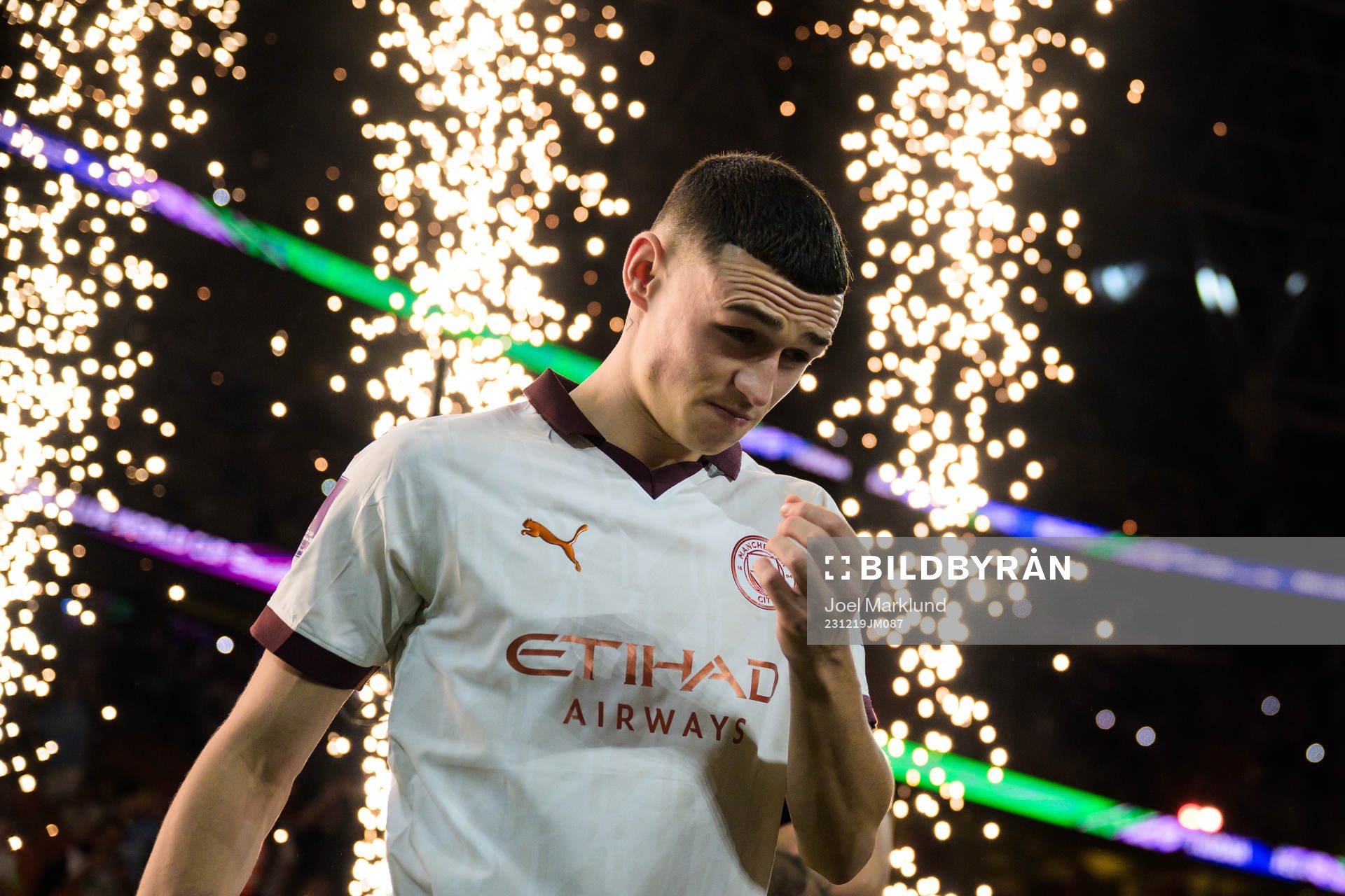 Phil Foden of Manchester City enters the pitch for the FIFA